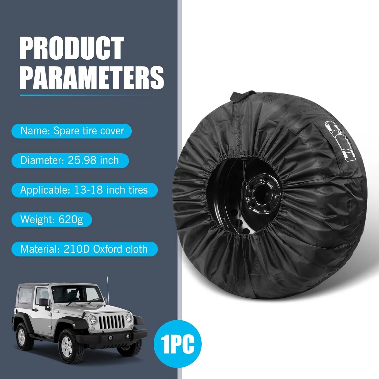 1 PC Car Tire Protector, Durable Spare Tire Storage Bag, Dust-Proof Tire Cover with Car Pattern, Universal for Most Cars (Black #S)