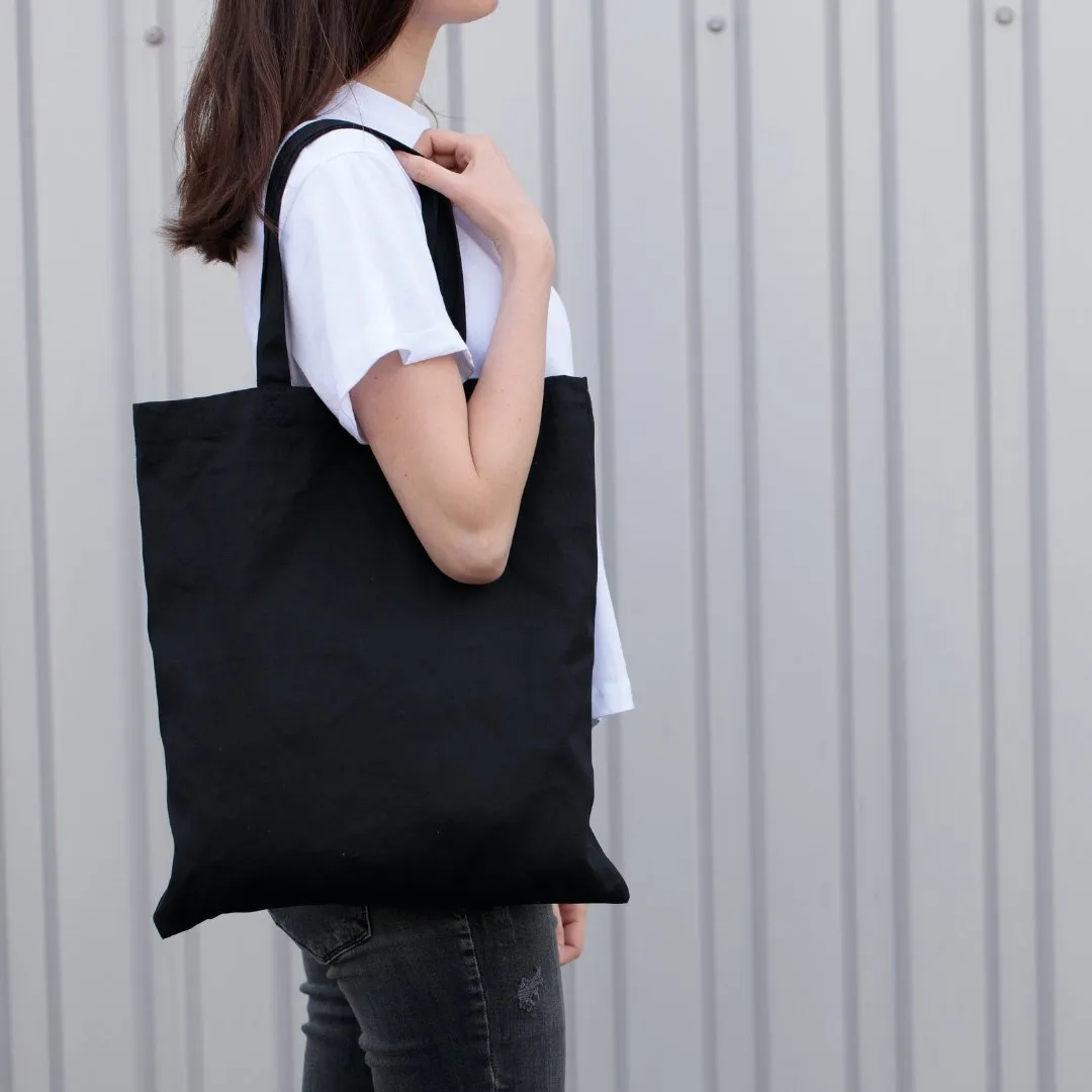 100% Organic Calico Tote Bags - Black