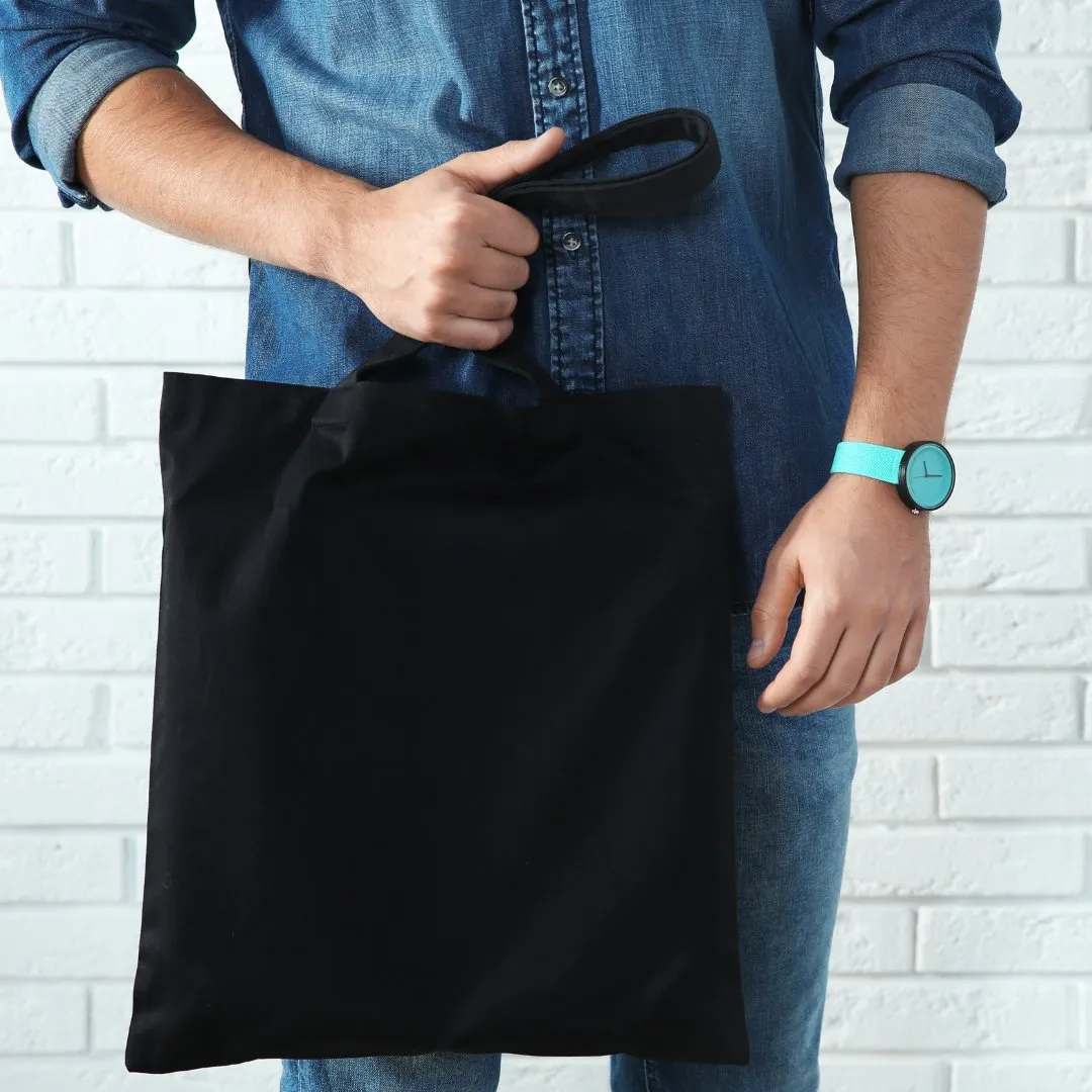 100% Organic Calico Tote Bags - Black