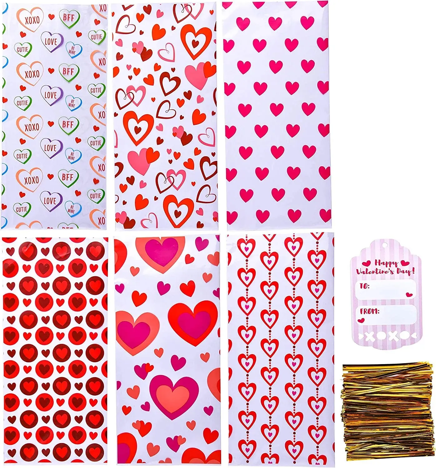 150Pcs Cellophane Gift Bags with Gift Tag