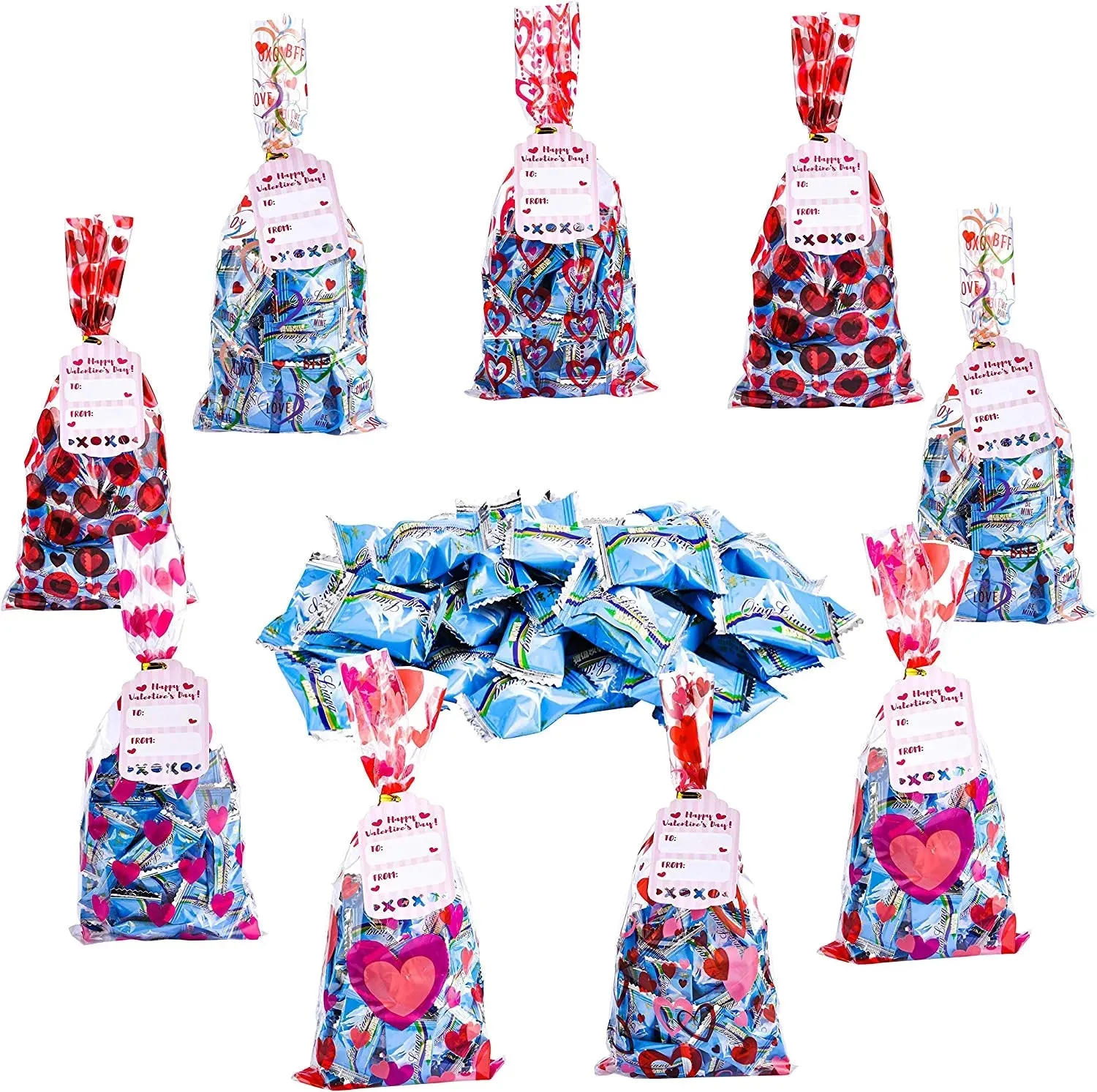150Pcs Cellophane Gift Bags with Gift Tag