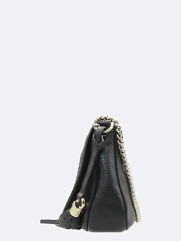 336752 Black leather SOHO interlocking stitch gold metal chain cross bag