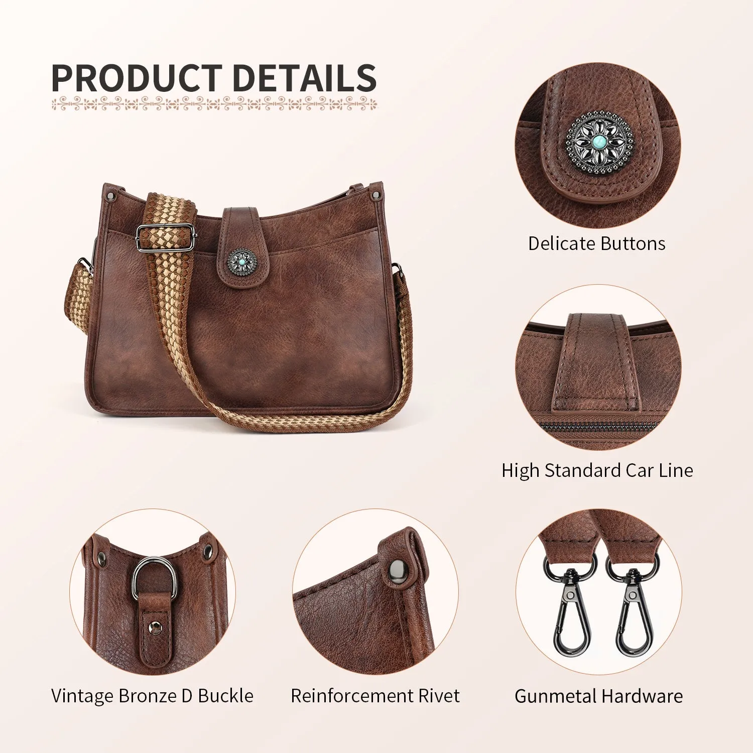 APHISON Crossbody Bags For Women Trendy, Leather Hobo Handbag Crossbody Purses Shoulder Bucket Bag with 2 Adjustable Strap