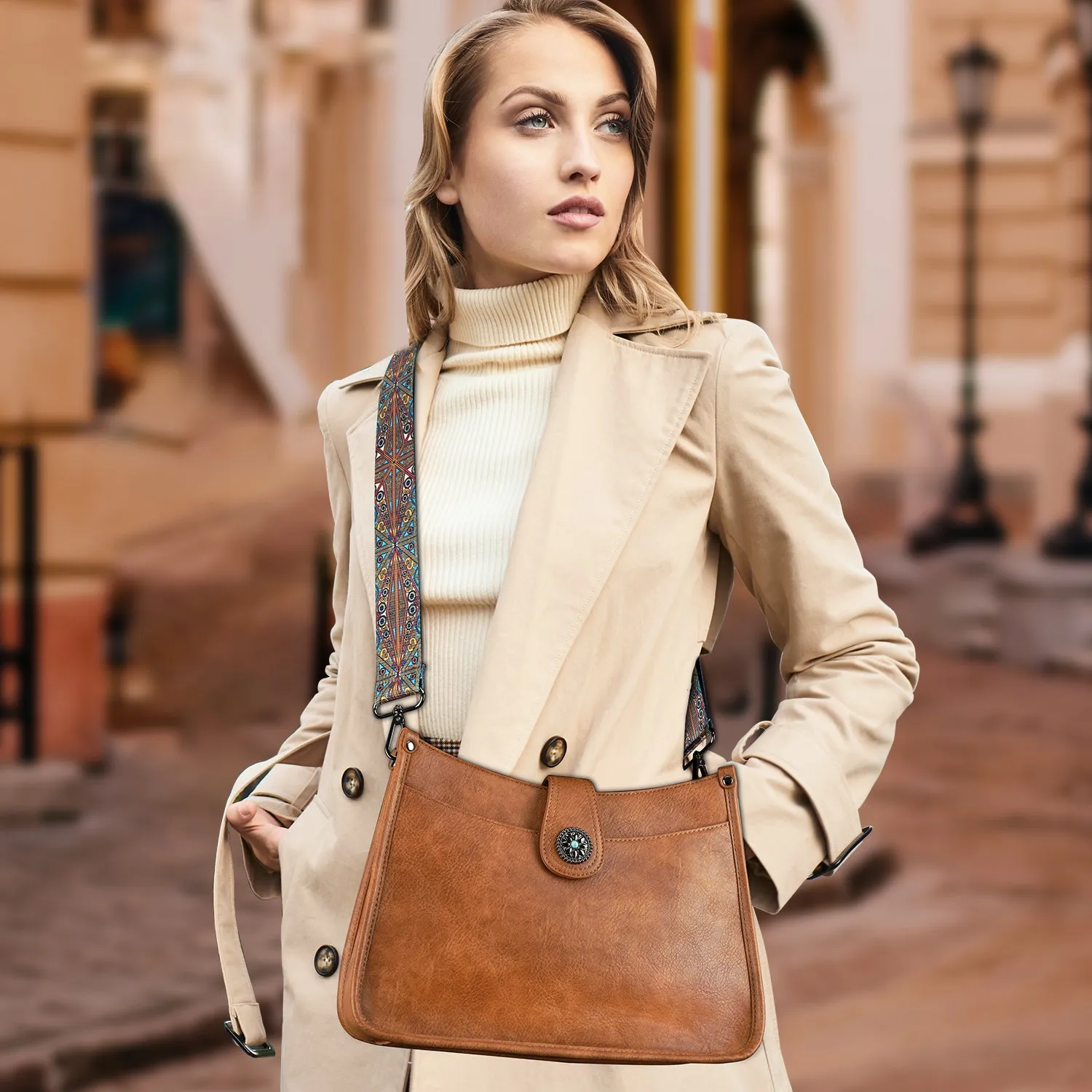 APHISON Crossbody Bags For Women Trendy, Leather Hobo Handbag Crossbody Purses Shoulder Bucket Bag with 2 Adjustable Strap