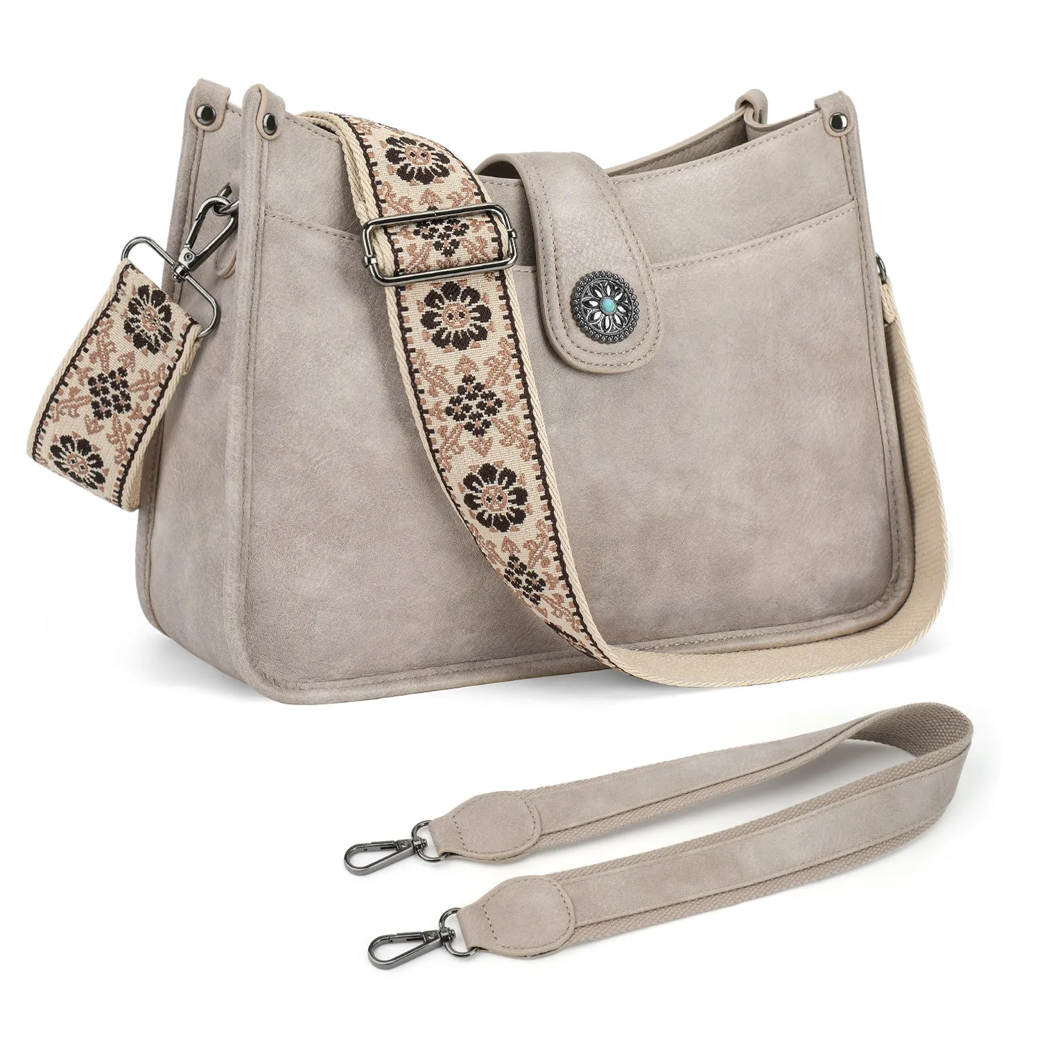 APHISON Crossbody Bags For Women Trendy, Leather Hobo Handbag Crossbody Purses Shoulder Bucket Bag with 2 Adjustable Strap