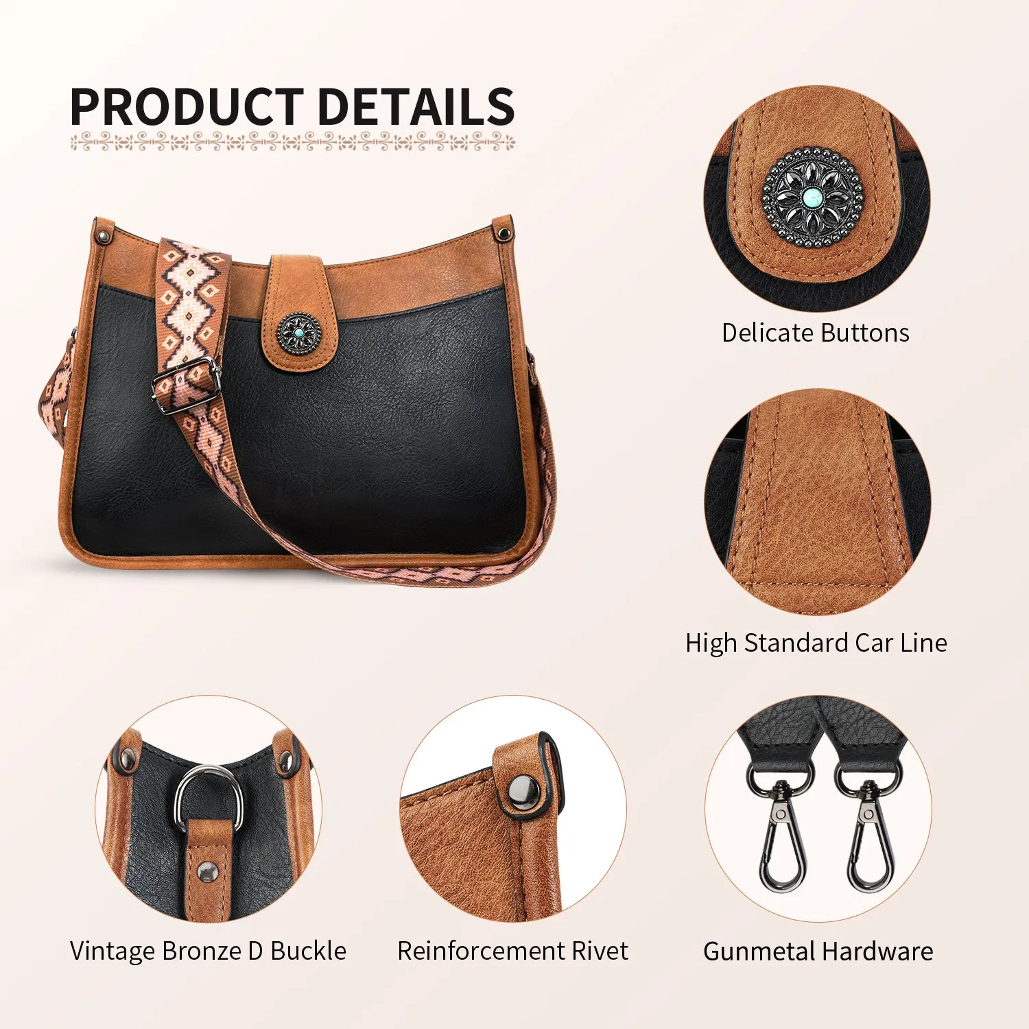 APHISON Crossbody Bags For Women Trendy, Leather Hobo Handbag Crossbody Purses Shoulder Bucket Bag with 2 Adjustable Strap