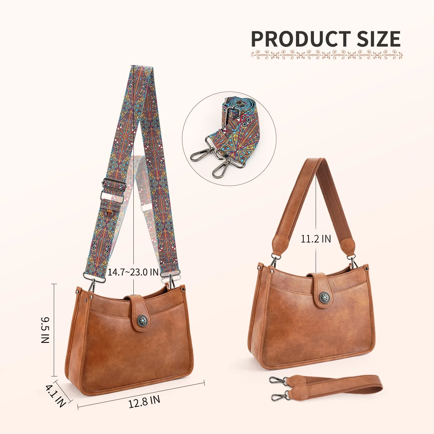 APHISON Crossbody Bags For Women Trendy, Leather Hobo Handbag Crossbody Purses Shoulder Bucket Bag with 2 Adjustable Strap