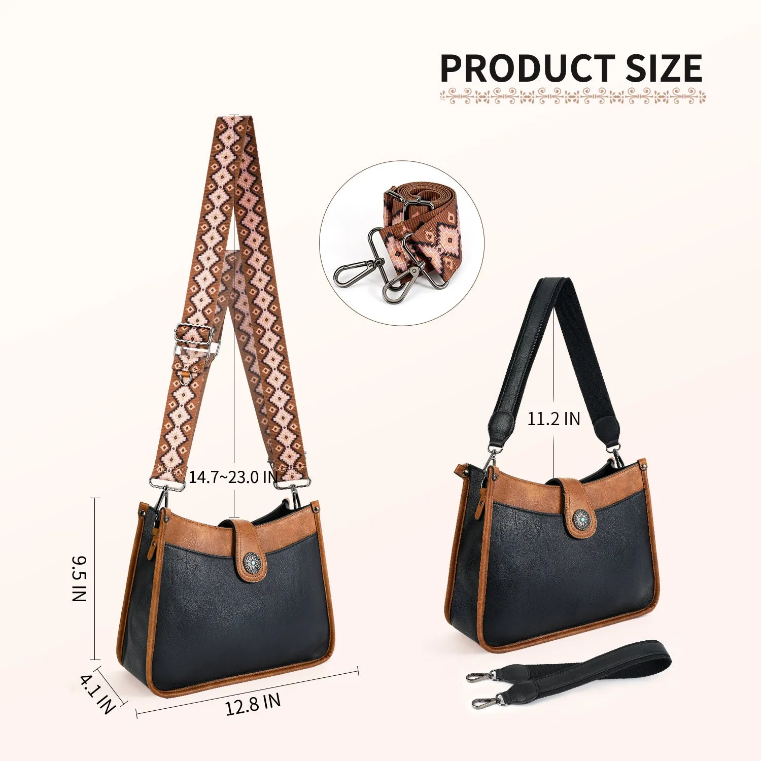 APHISON Crossbody Bags For Women Trendy, Leather Hobo Handbag Crossbody Purses Shoulder Bucket Bag with 2 Adjustable Strap