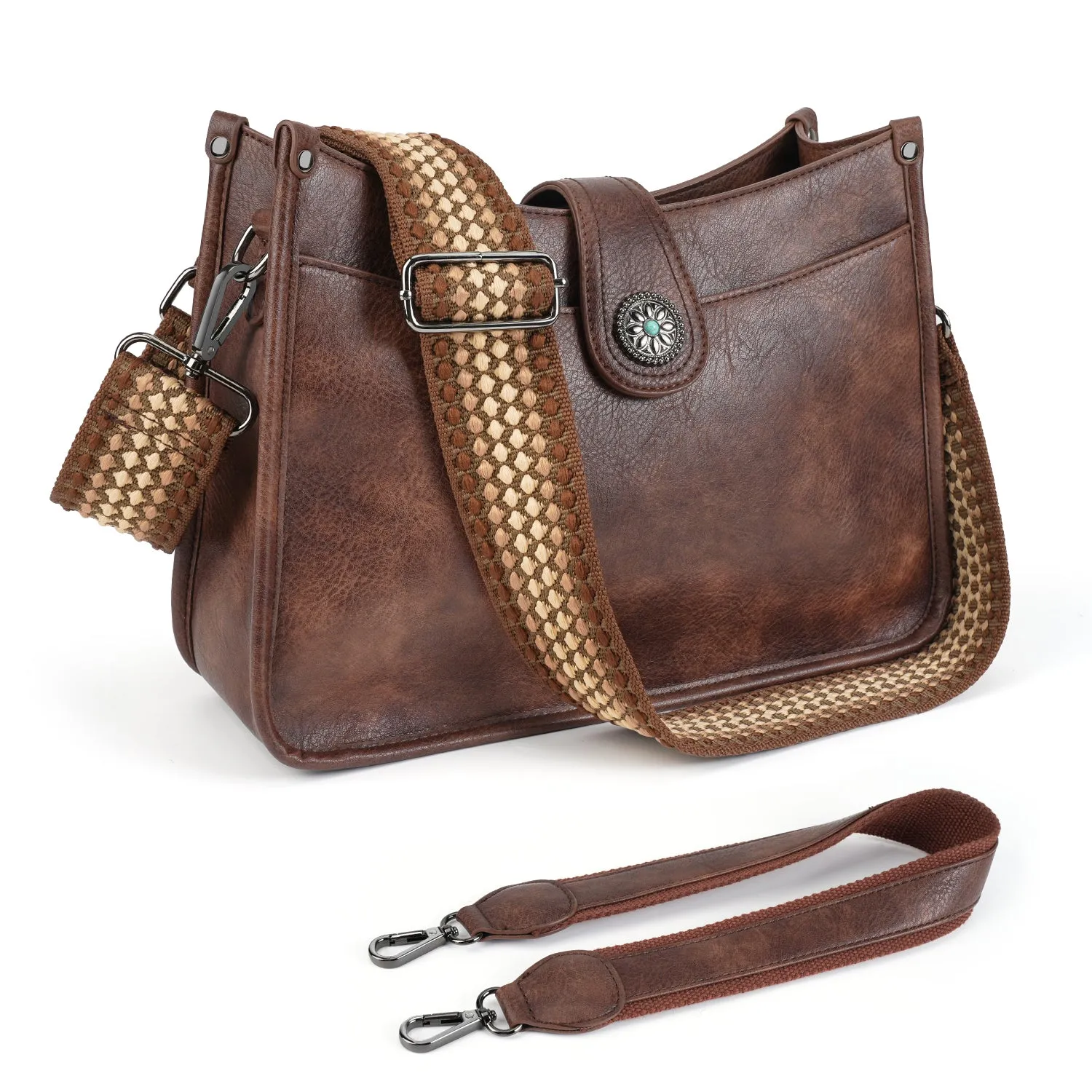 APHISON Crossbody Bags For Women Trendy, Leather Hobo Handbag Crossbody Purses Shoulder Bucket Bag with 2 Adjustable Strap