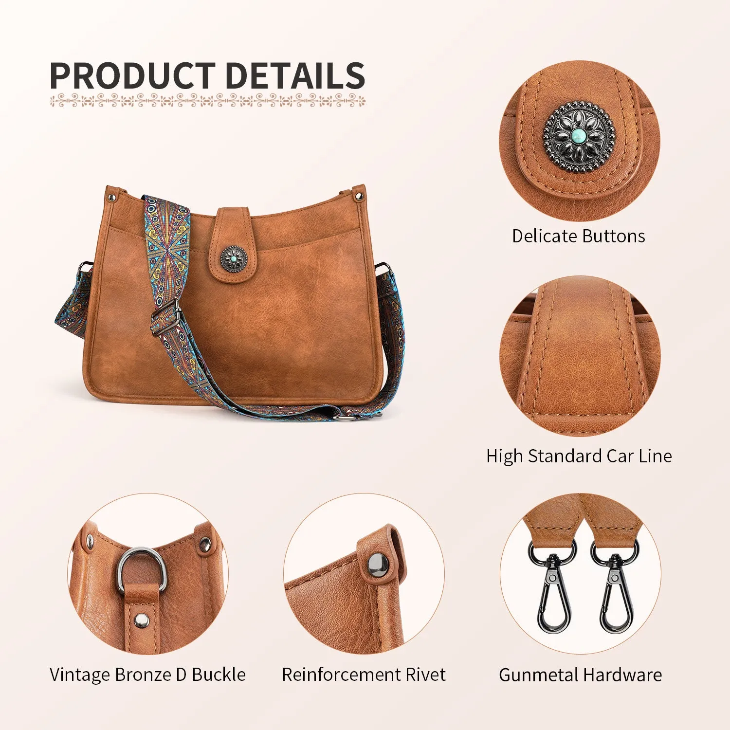 APHISON Crossbody Bags For Women Trendy, Leather Hobo Handbag Crossbody Purses Shoulder Bucket Bag with 2 Adjustable Strap