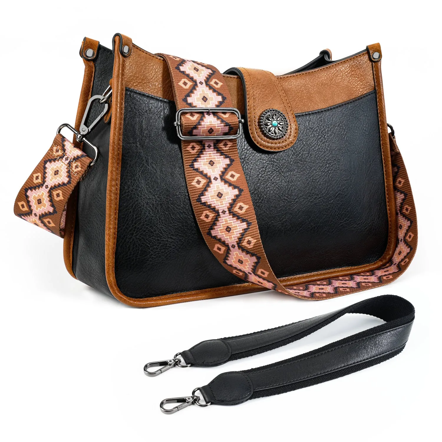APHISON Crossbody Bags For Women Trendy, Leather Hobo Handbag Crossbody Purses Shoulder Bucket Bag with 2 Adjustable Strap
