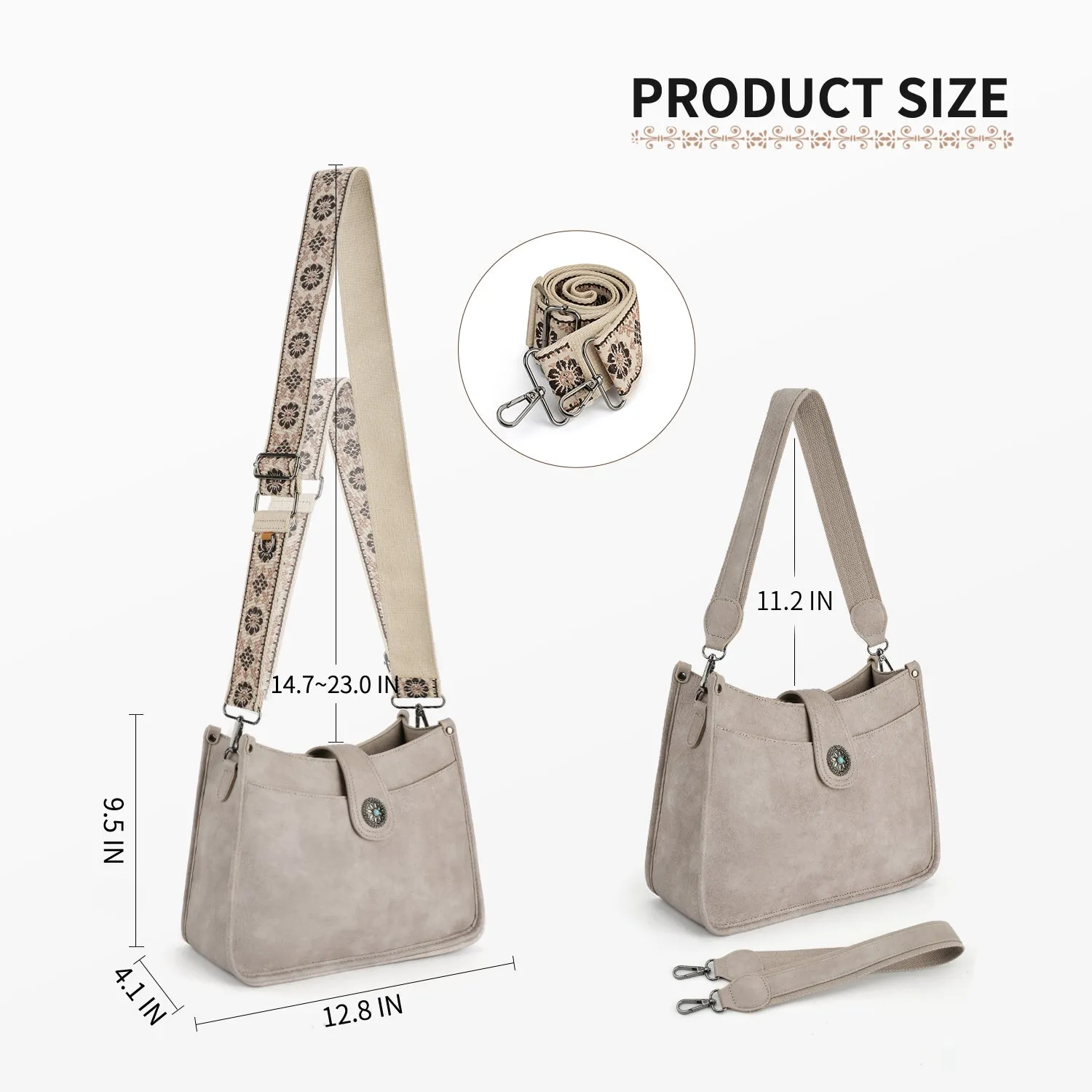 APHISON Crossbody Bags For Women Trendy, Leather Hobo Handbag Crossbody Purses Shoulder Bucket Bag with 2 Adjustable Strap
