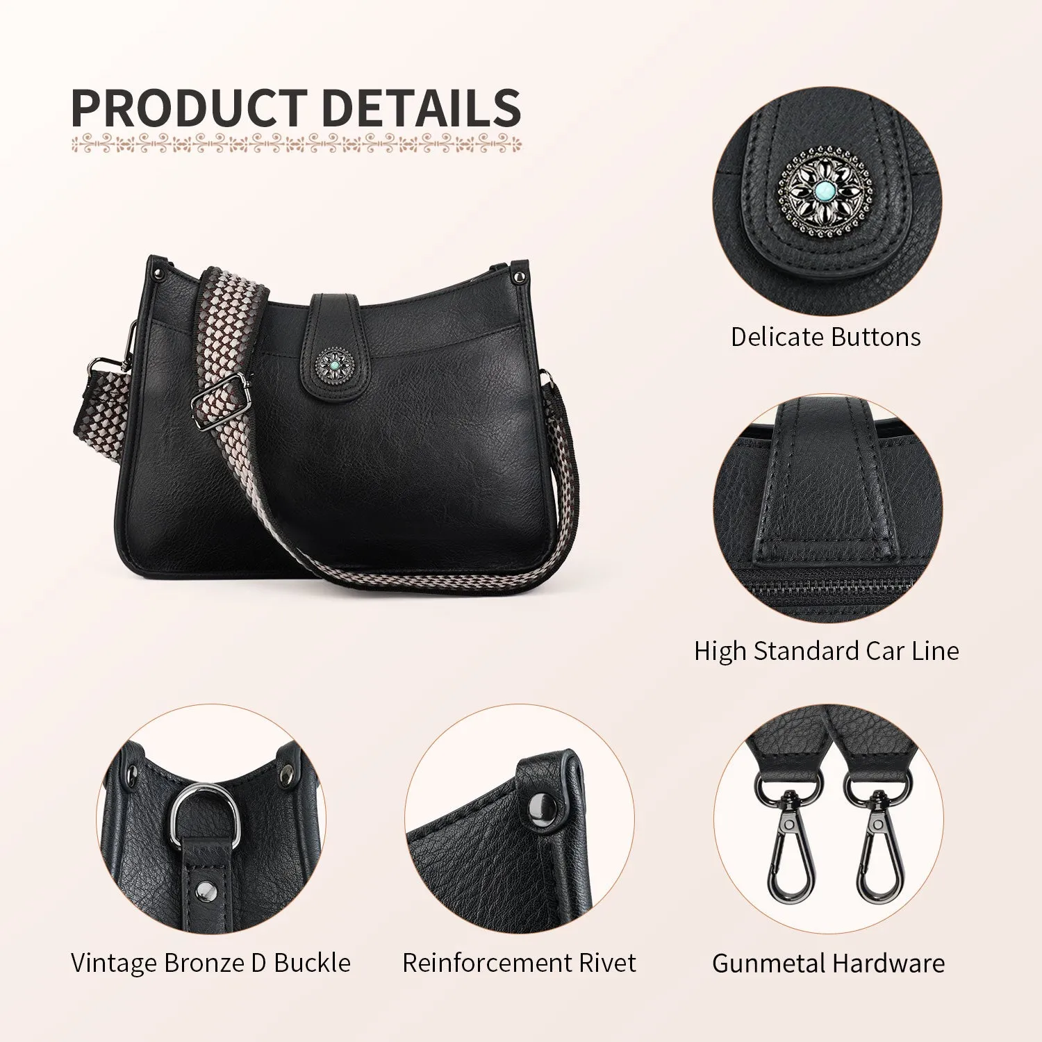 APHISON Crossbody Bags For Women Trendy, Leather Hobo Handbag Crossbody Purses Shoulder Bucket Bag with 2 Adjustable Strap