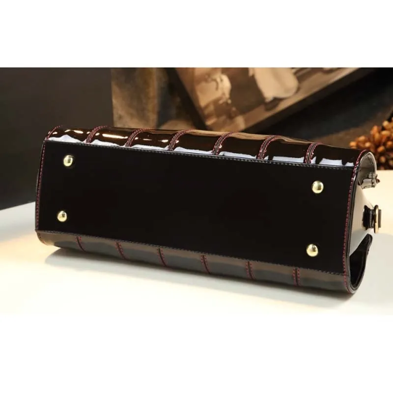 Atmospheric Patent Leather Hand Bag