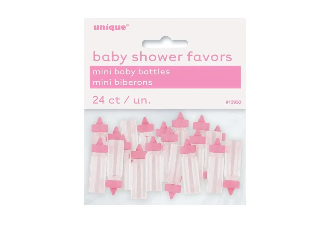 Baby Shower Mini Baby Bottles 24pk Pink
