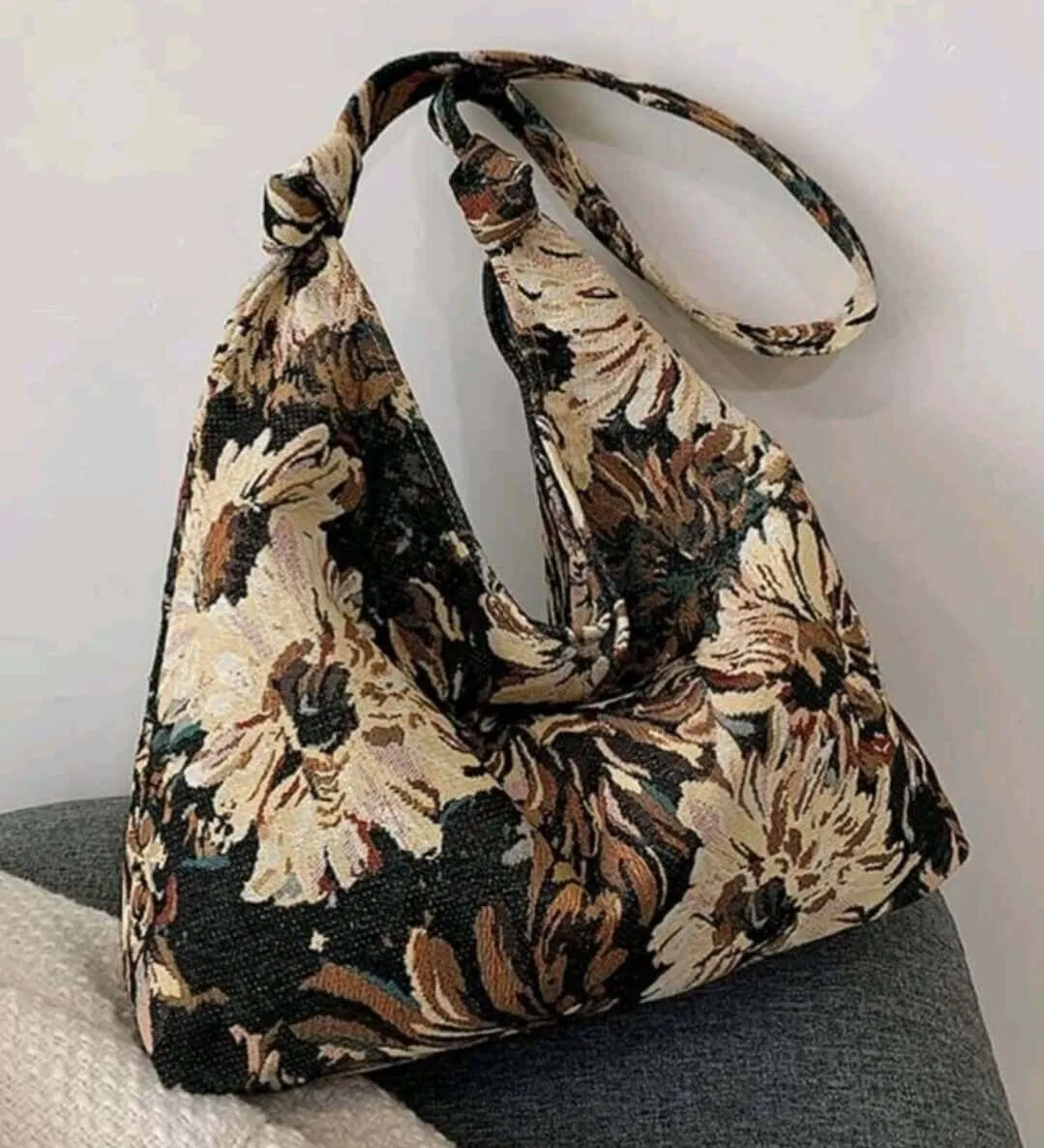 Bag - Tote - vintage floral boho embroidered