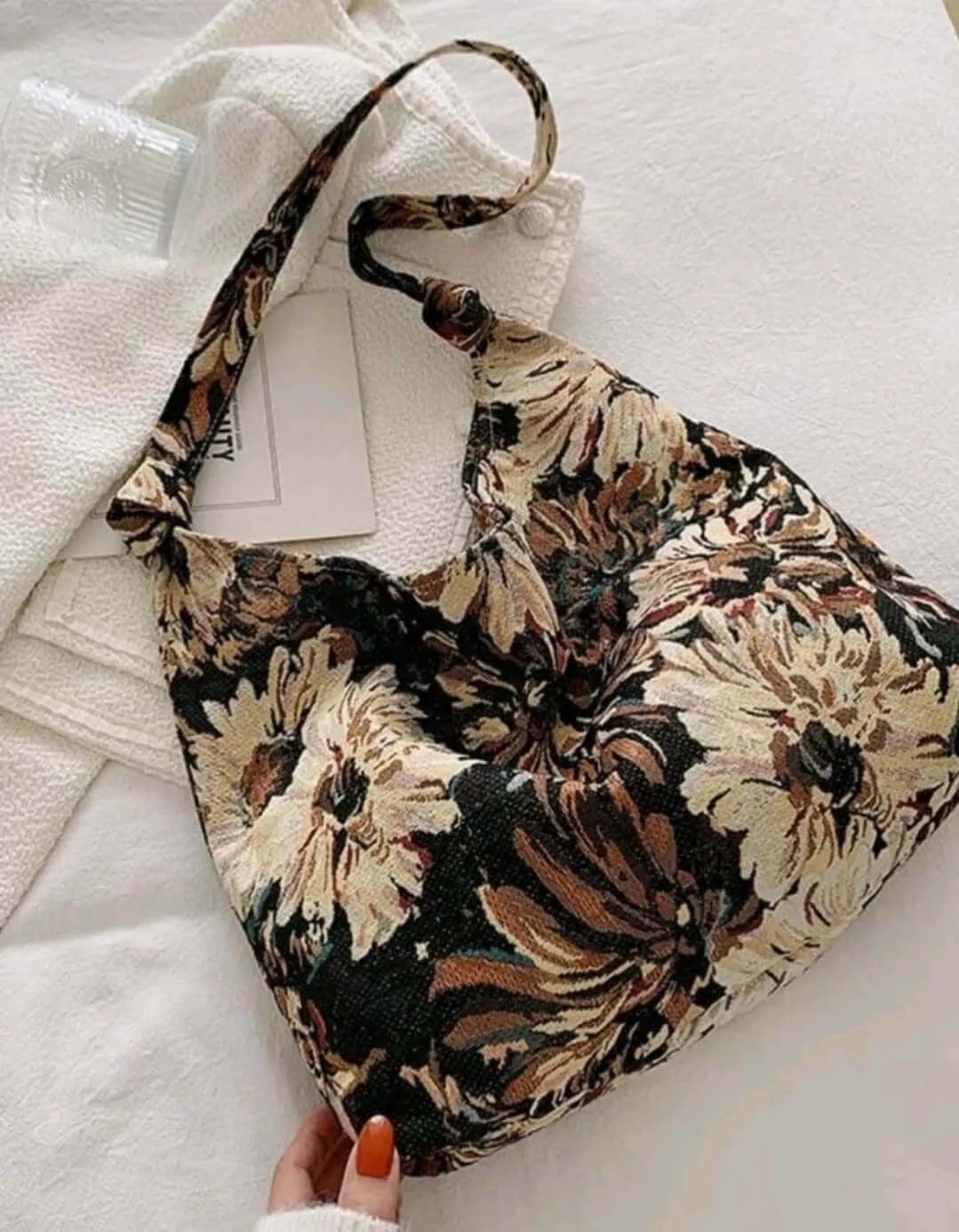 Bag - Tote - vintage floral boho embroidered