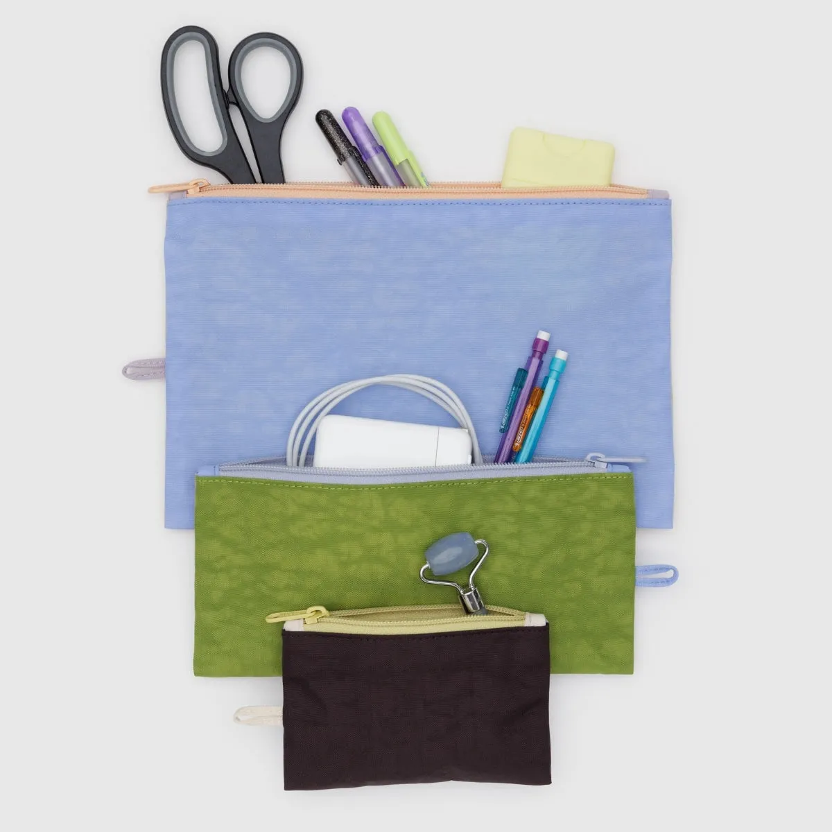 Baggu Flat Pouch Set in Pastels Colorblock