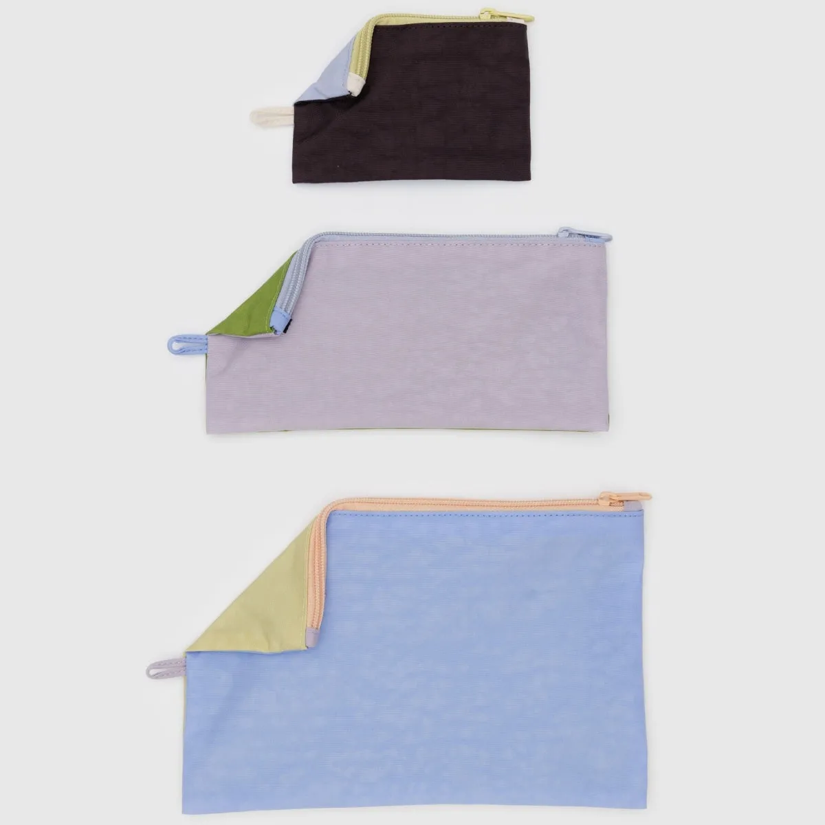 Baggu Flat Pouch Set in Pastels Colorblock