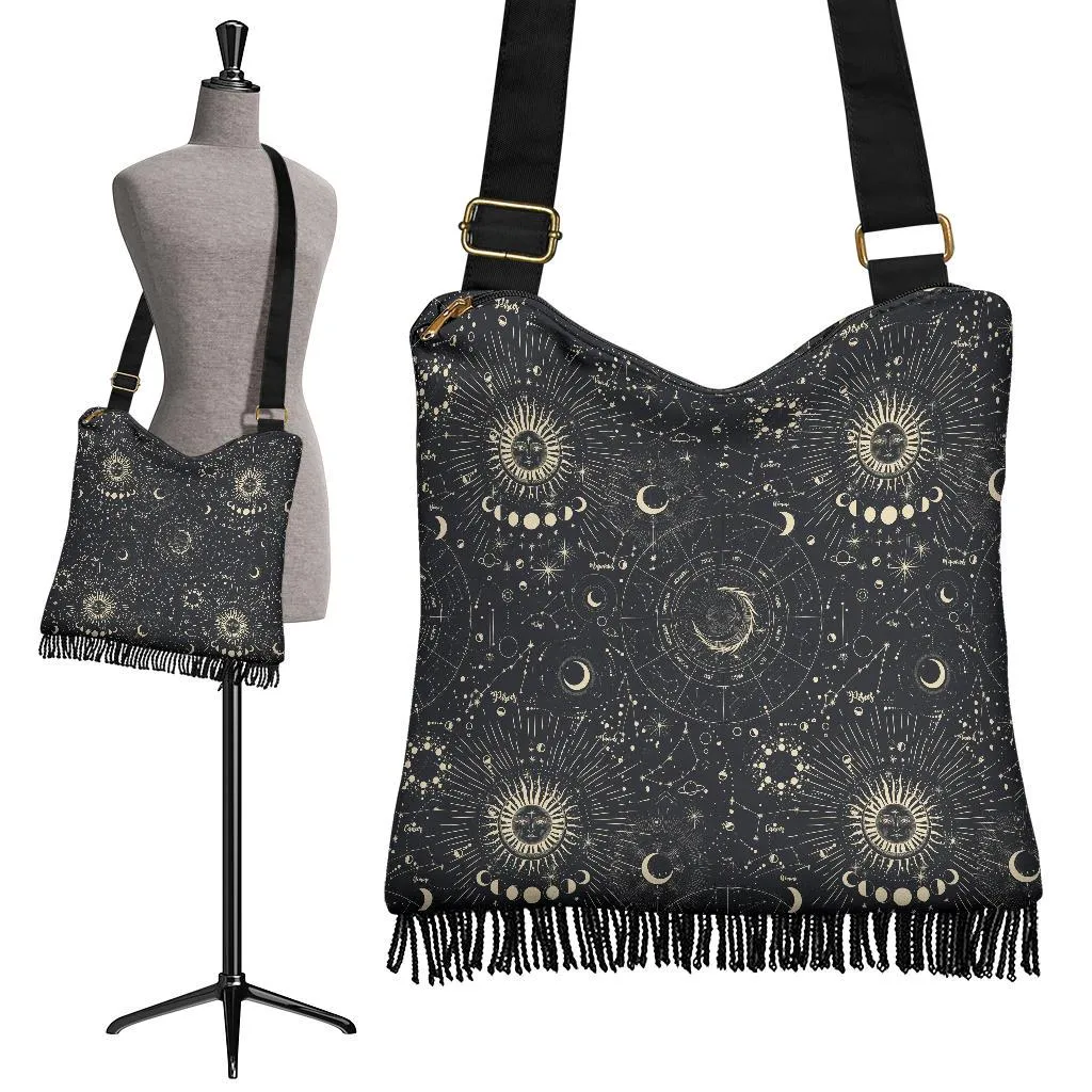 Boho Bag (Canvas) - Horoscope | Hobo Slouchy Bag Crossbody, Shoulder Bags for Women Hobo, Pattern Hobo Bag, Boho Hobo Bag
