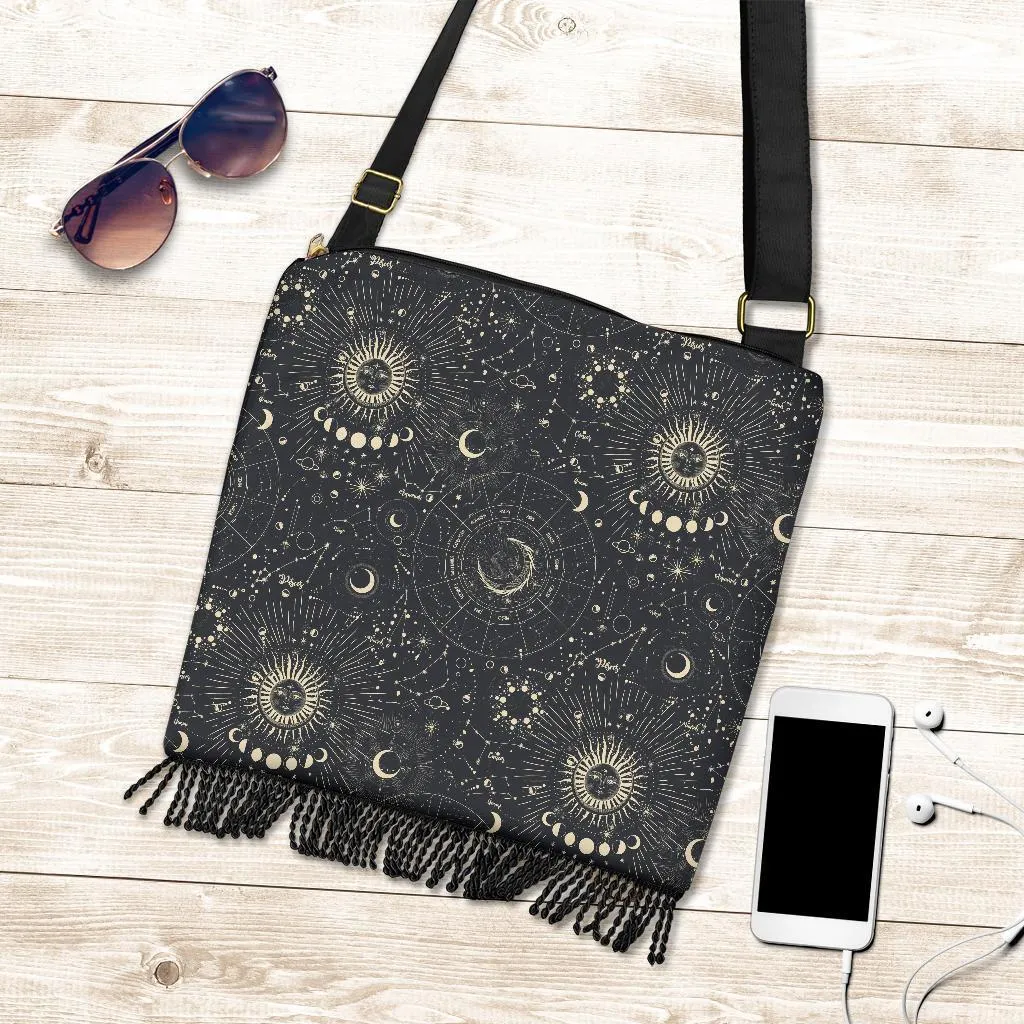 Boho Bag (Canvas) - Horoscope | Hobo Slouchy Bag Crossbody, Shoulder Bags for Women Hobo, Pattern Hobo Bag, Boho Hobo Bag