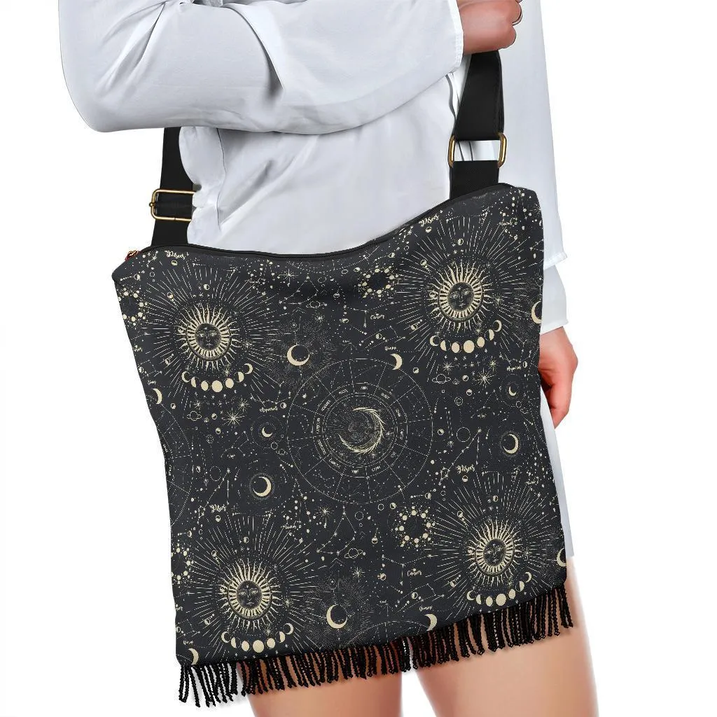 Boho Bag (Canvas) - Horoscope | Hobo Slouchy Bag Crossbody, Shoulder Bags for Women Hobo, Pattern Hobo Bag, Boho Hobo Bag