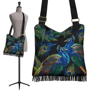 Boho Bag (Canvas) - Peacock #101 | Hobo Slouchy Bag Crossbody, Shoulder Bags for Women Hobo, Pattern Hobo Bag, Boho Hobo Bag