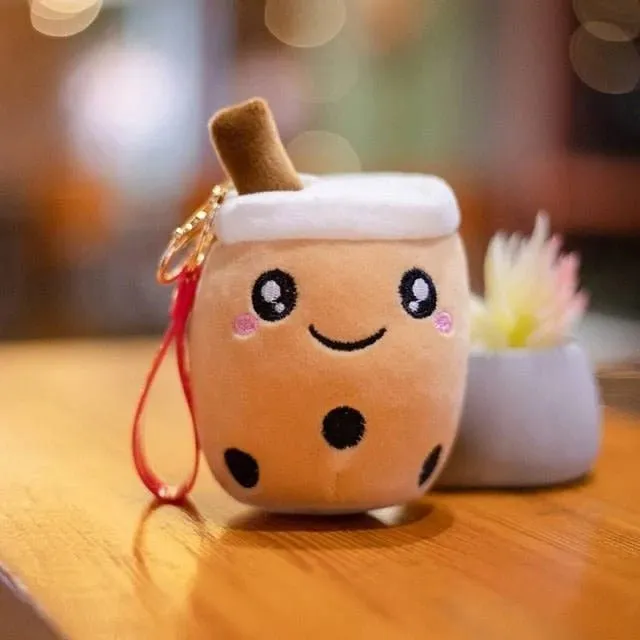 Bubble Tea Milk Tea Keyring 10cm Cute Soft Plush Boba Keychain