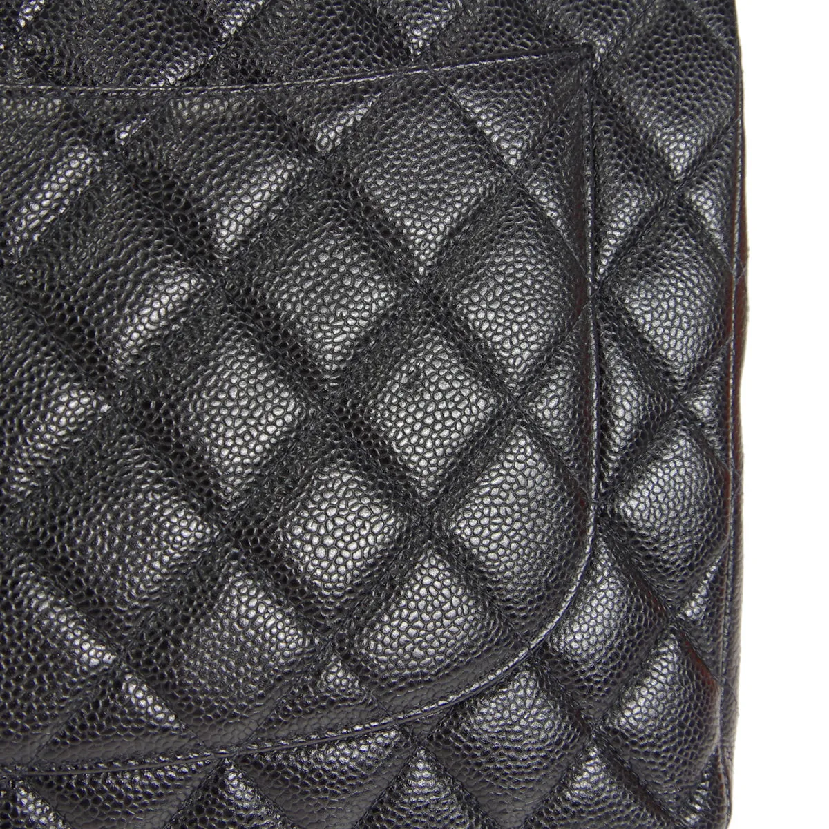 CHANEL 2000-2001 Classic Flap Jumbo SHW Black Caviar 27053