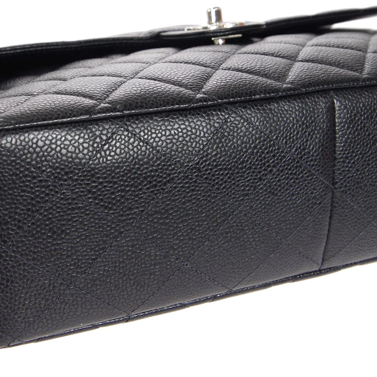 CHANEL 2000-2001 Classic Flap Jumbo SHW Black Caviar 27053