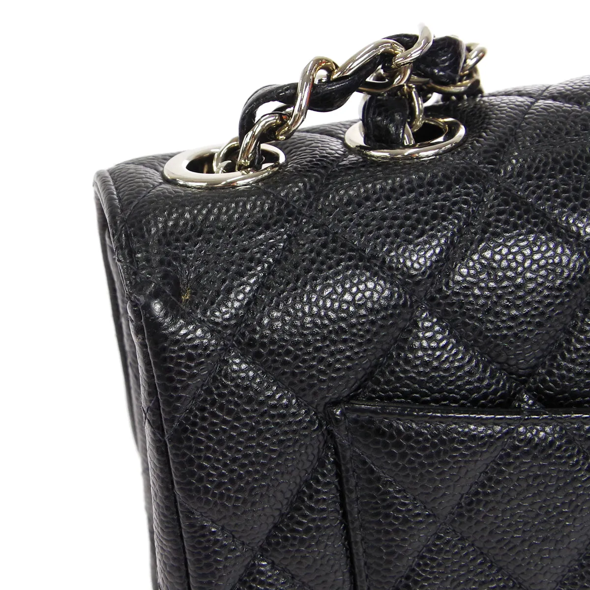 CHANEL 2000-2001 Classic Flap Jumbo SHW Black Caviar 27053