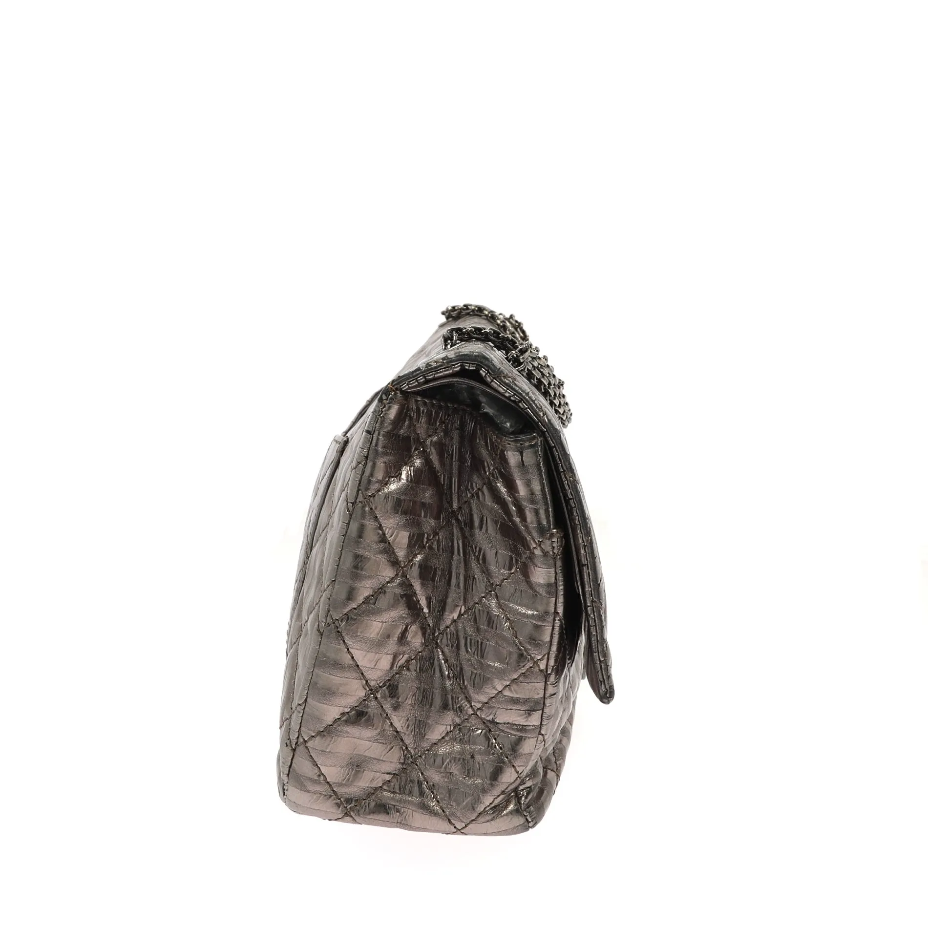 CHANEL 2.55 Reissue 227 Double New Metallic Striped Shoulder Bag