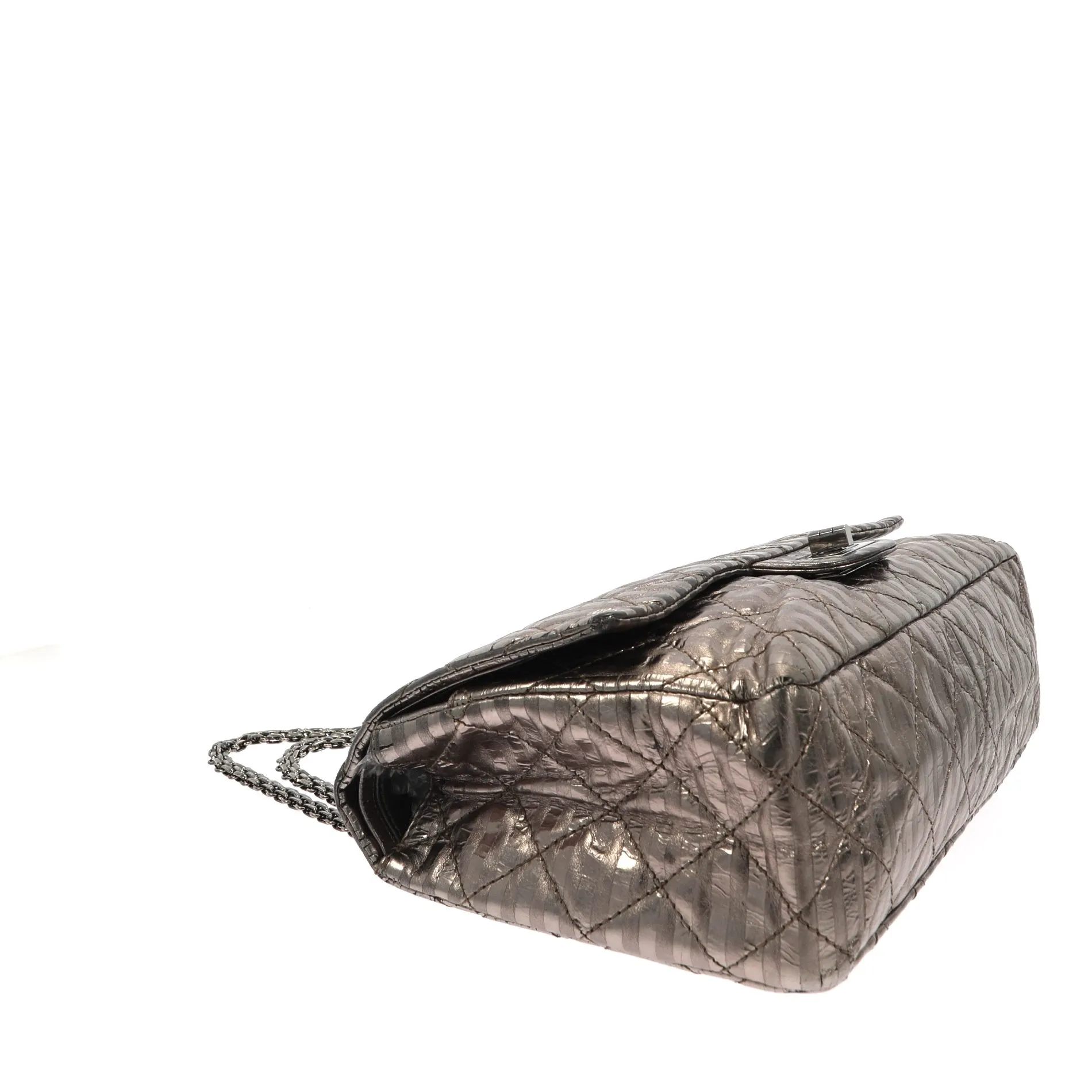 CHANEL 2.55 Reissue 227 Double New Metallic Striped Shoulder Bag