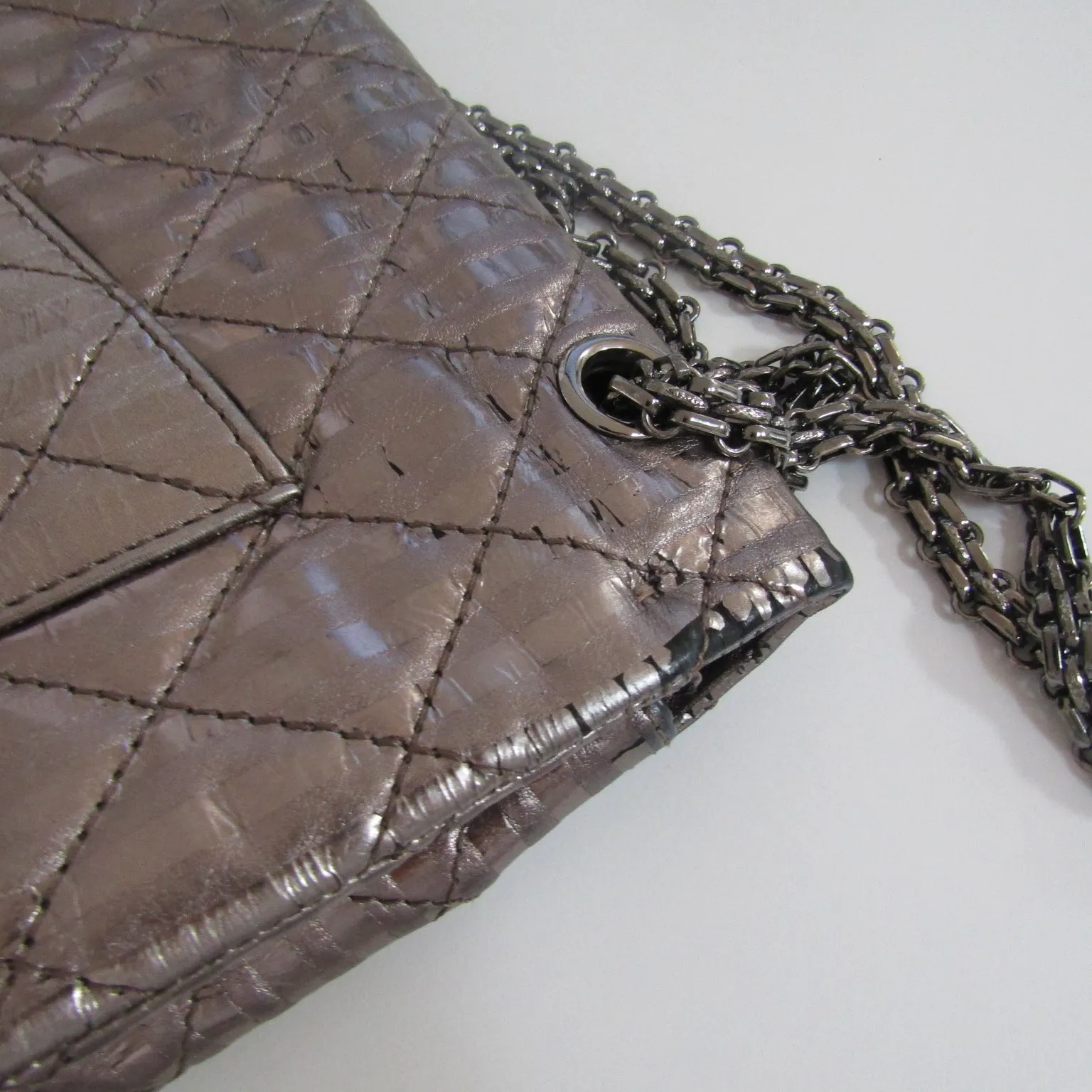 CHANEL 2.55 Reissue 227 Double New Metallic Striped Shoulder Bag