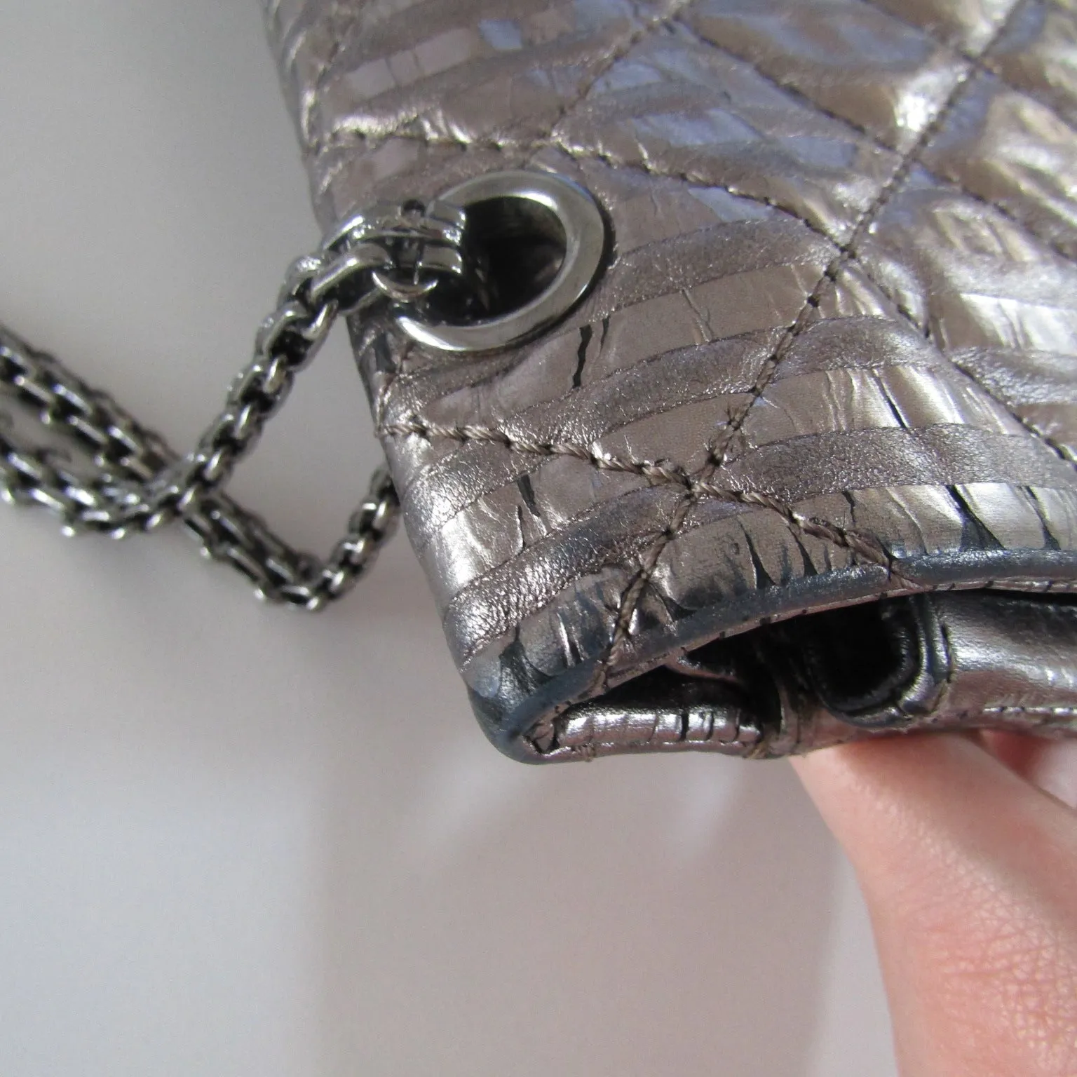 CHANEL 2.55 Reissue 227 Double New Metallic Striped Shoulder Bag