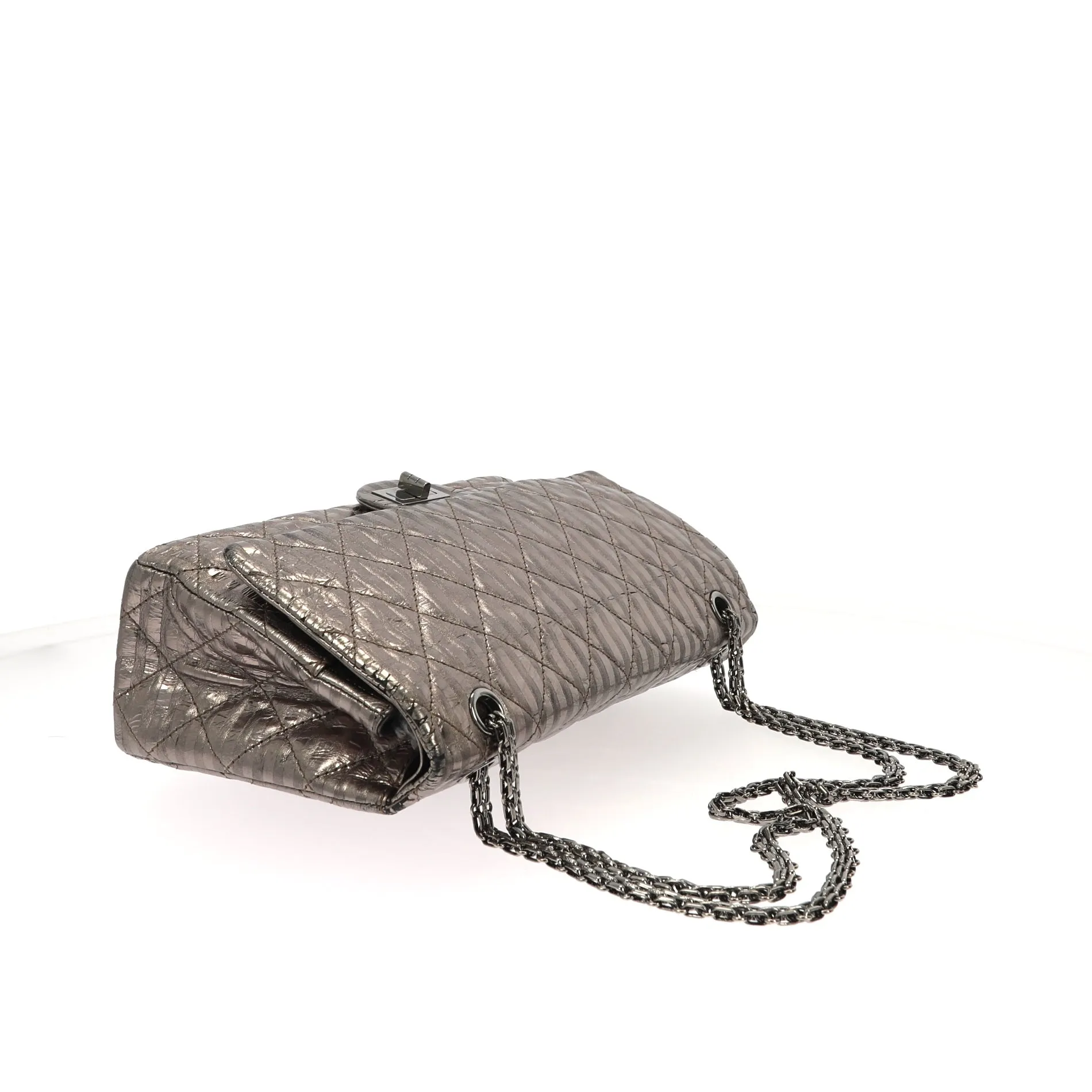 CHANEL 2.55 Reissue 227 Double New Metallic Striped Shoulder Bag