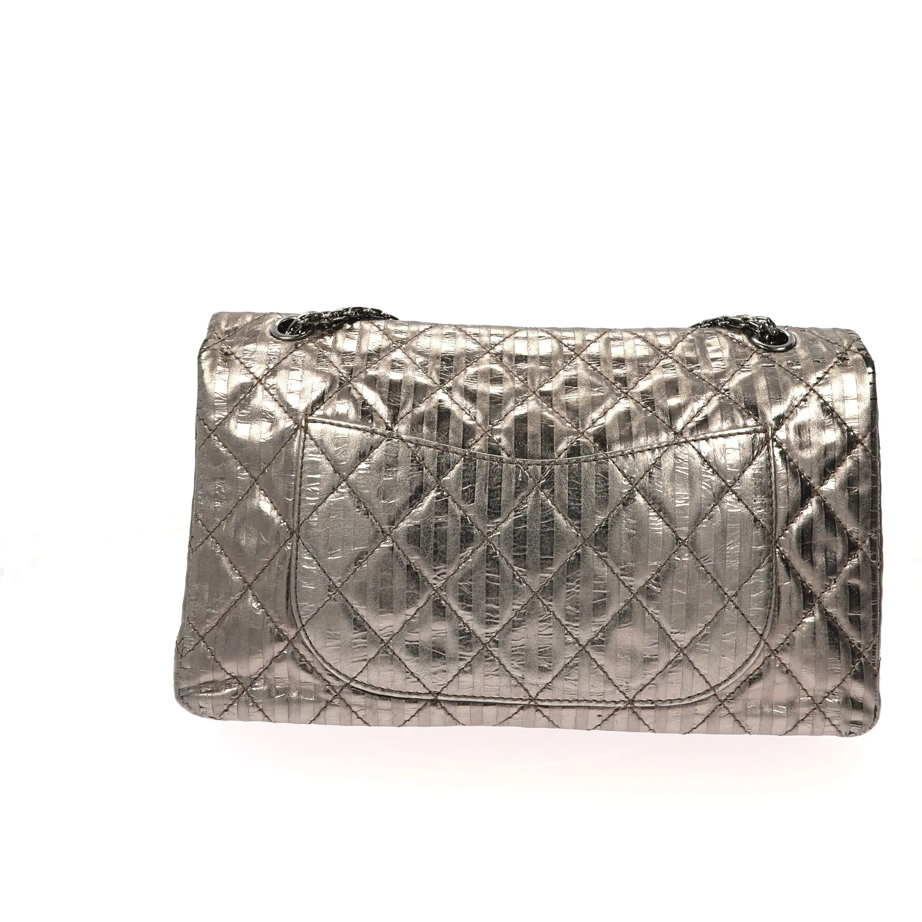 CHANEL 2.55 Reissue 227 Double New Metallic Striped Shoulder Bag