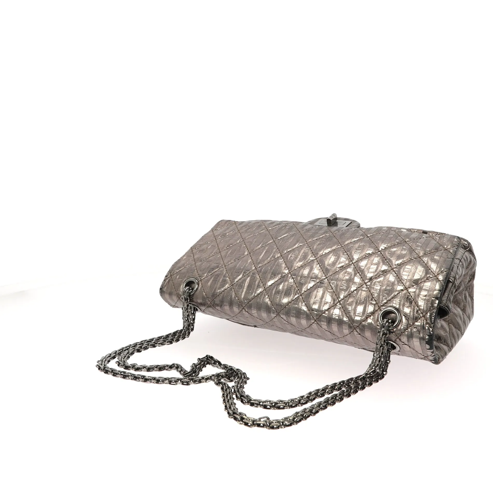 CHANEL 2.55 Reissue 227 Double New Metallic Striped Shoulder Bag