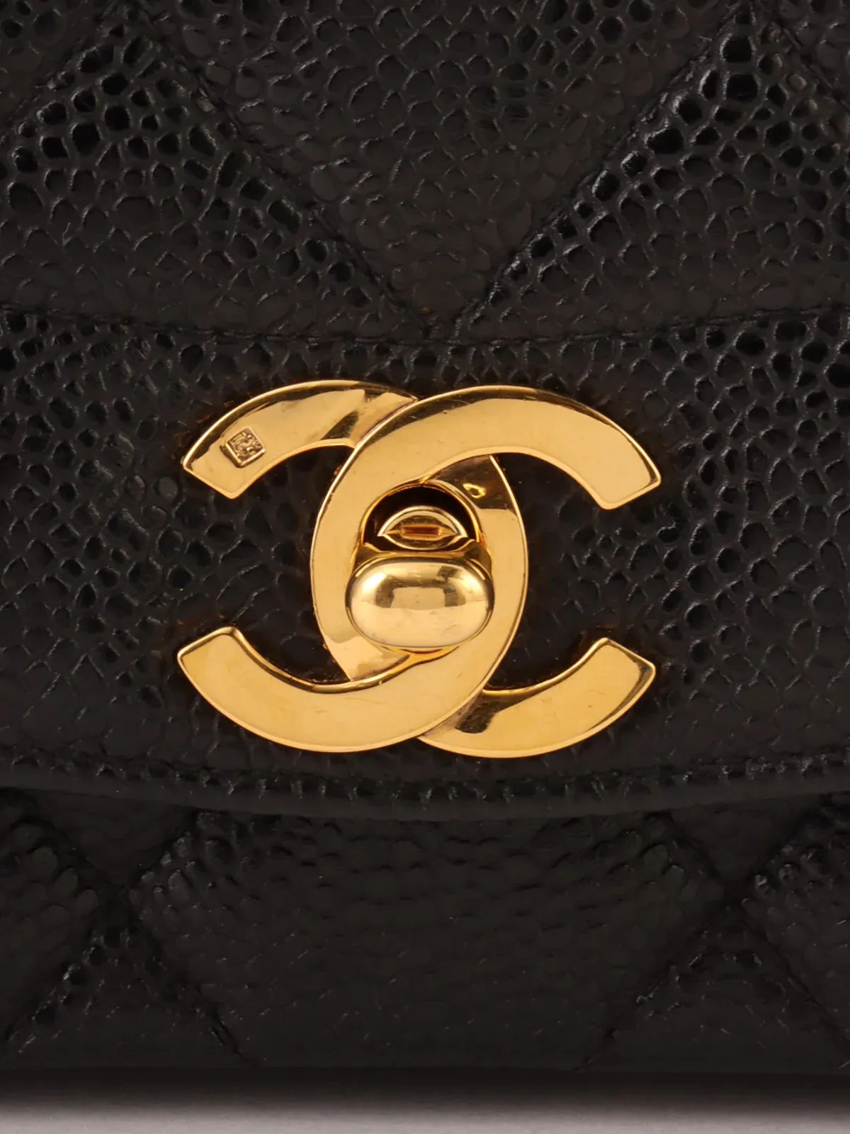CHANEL Around 1992 Made Caviar Skin Diana Flap Chain Bag 22Cm Black