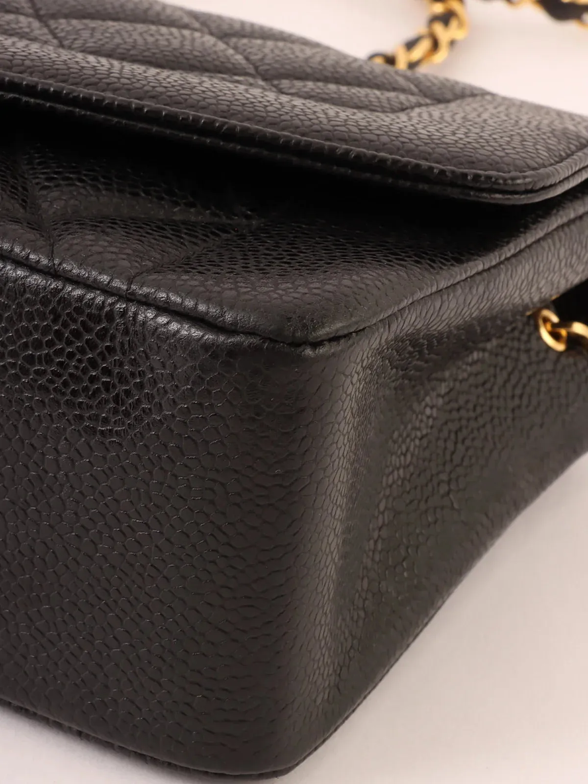 CHANEL Around 1992 Made Caviar Skin Diana Flap Chain Bag 22Cm Black