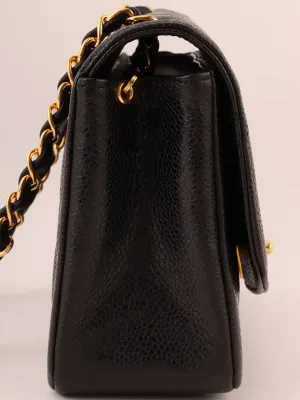 CHANEL Around 1992 Made Caviar Skin Diana Flap Chain Bag 22Cm Black