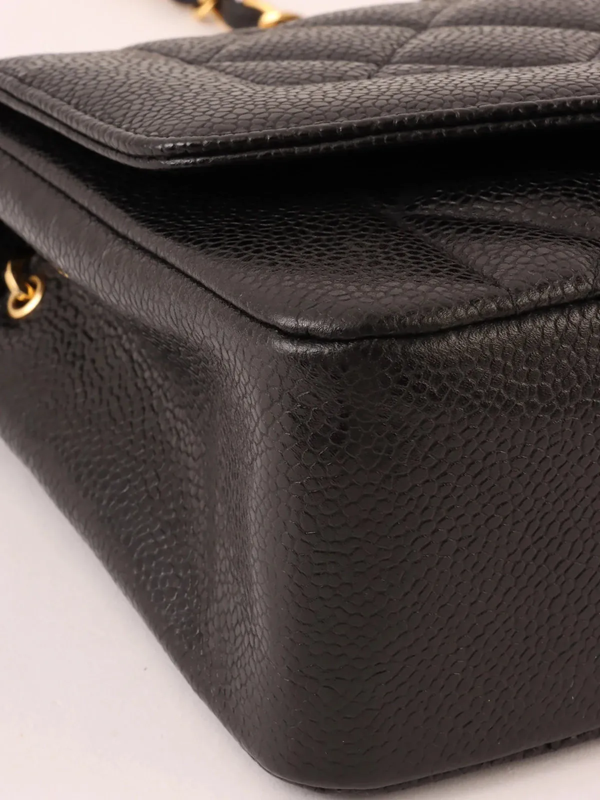 CHANEL Around 1992 Made Caviar Skin Diana Flap Chain Bag 22Cm Black