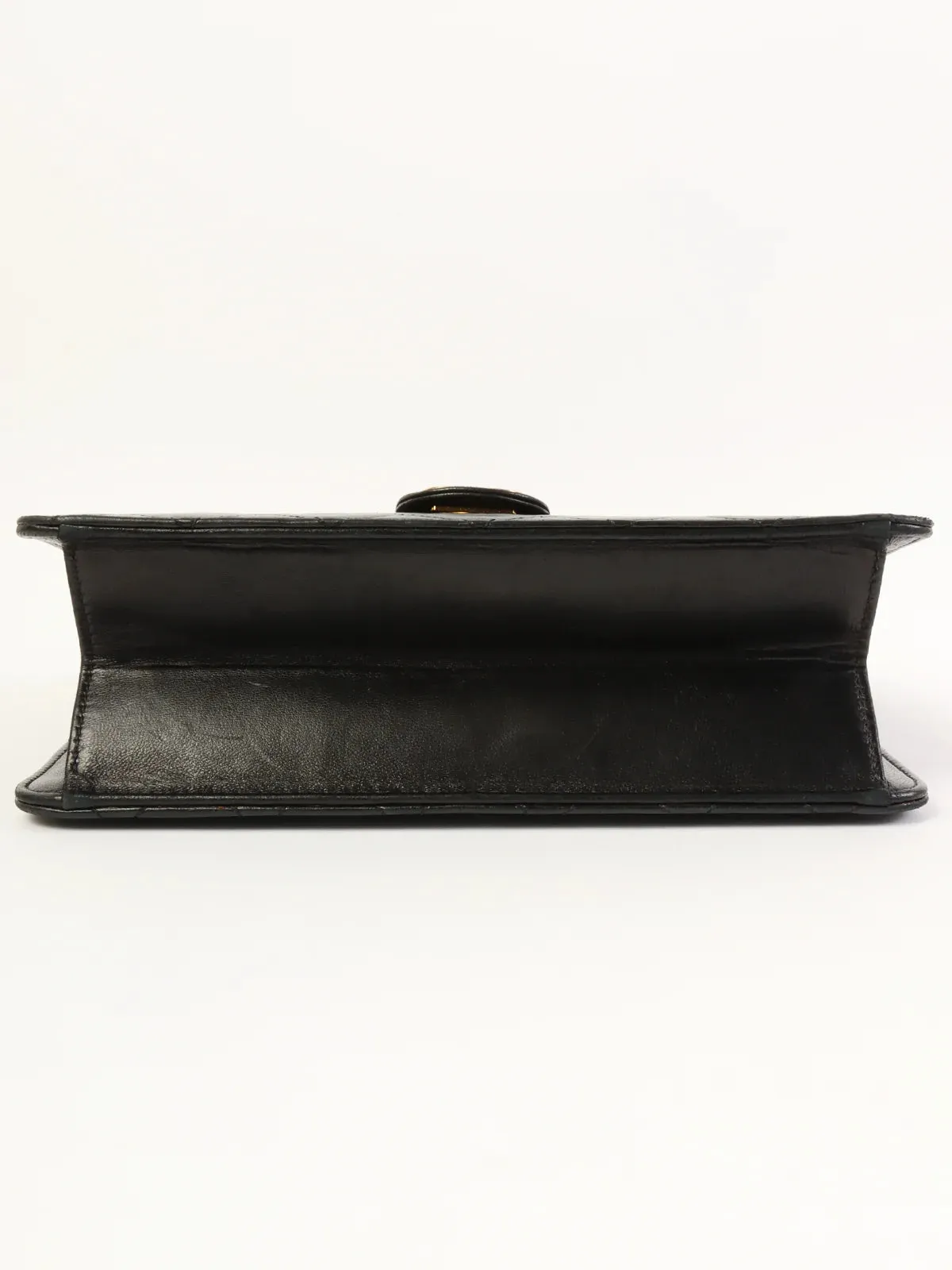 CHANEL Around 1998 Made Straight New Cc Mark Plate Chain Bag Black