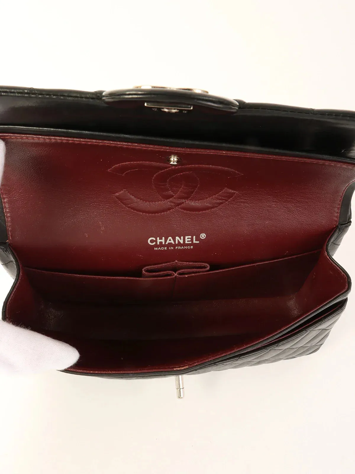 CHANEL Around 2006 Made Classic Flap Chain Bag 25Cm Black