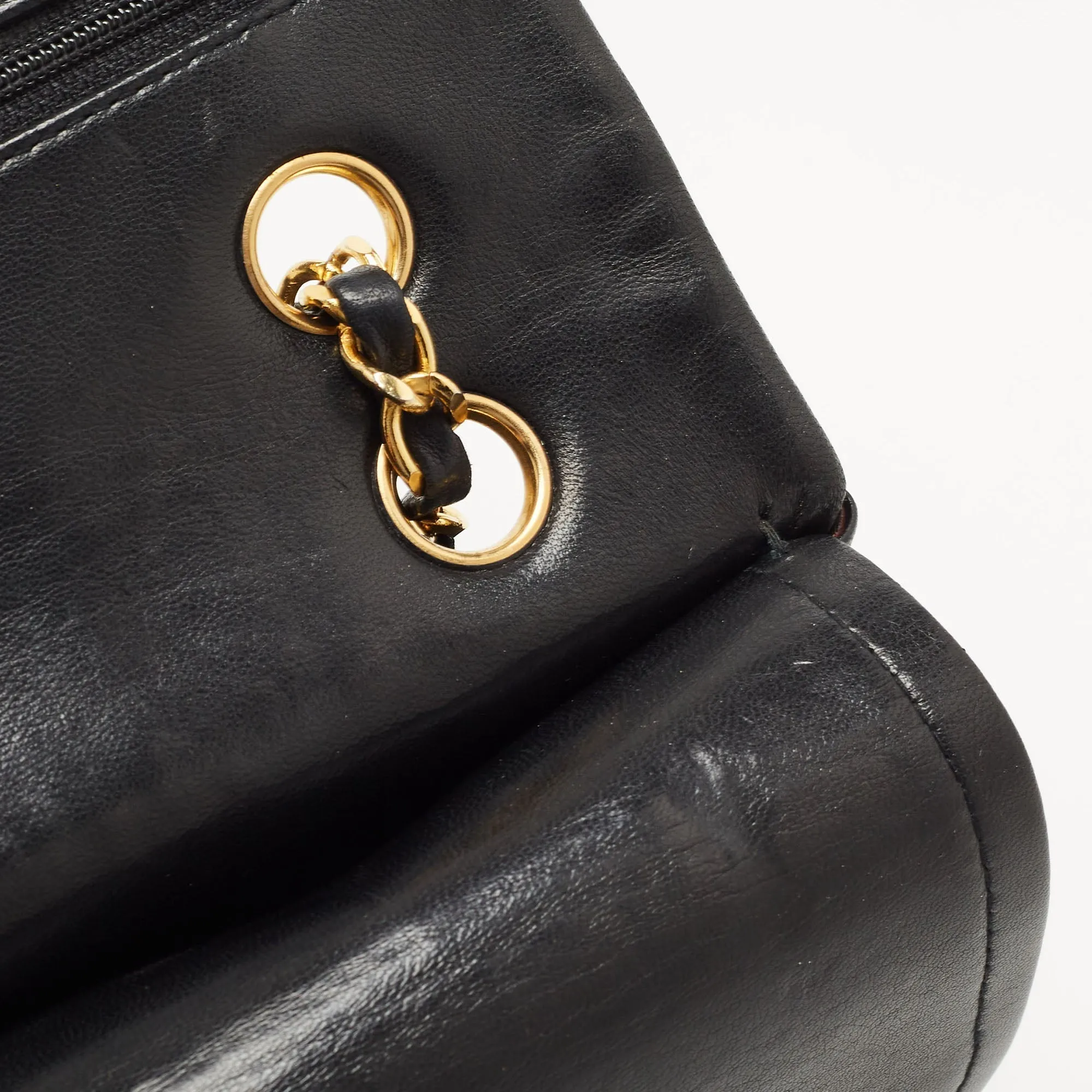 CHANEL Black Chevron Leather Medium Classic Double Flap Bag