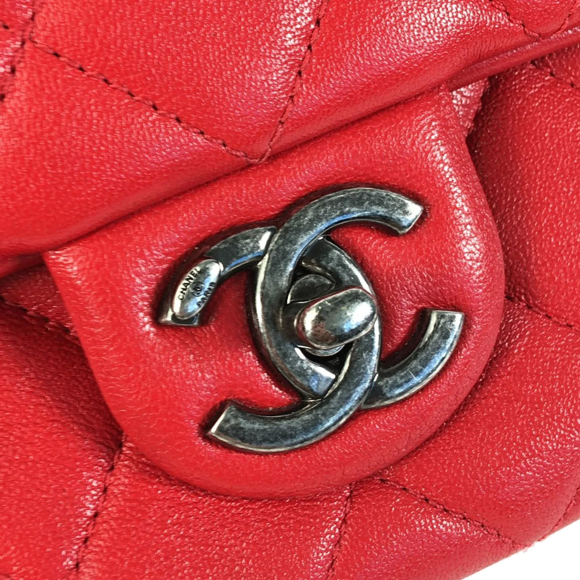 Chanel CC Quilted Lambskin Single Flap Shoulder Bag