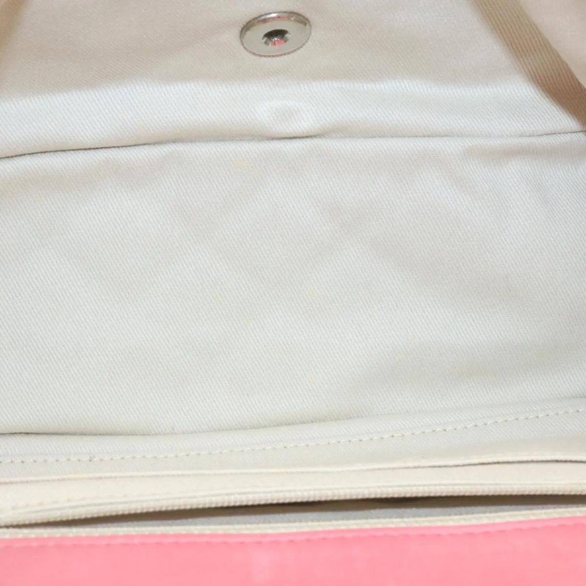 Chanel Chain Flap Shoulder Bag Turn Lock Canvas Pink CC  bs334A