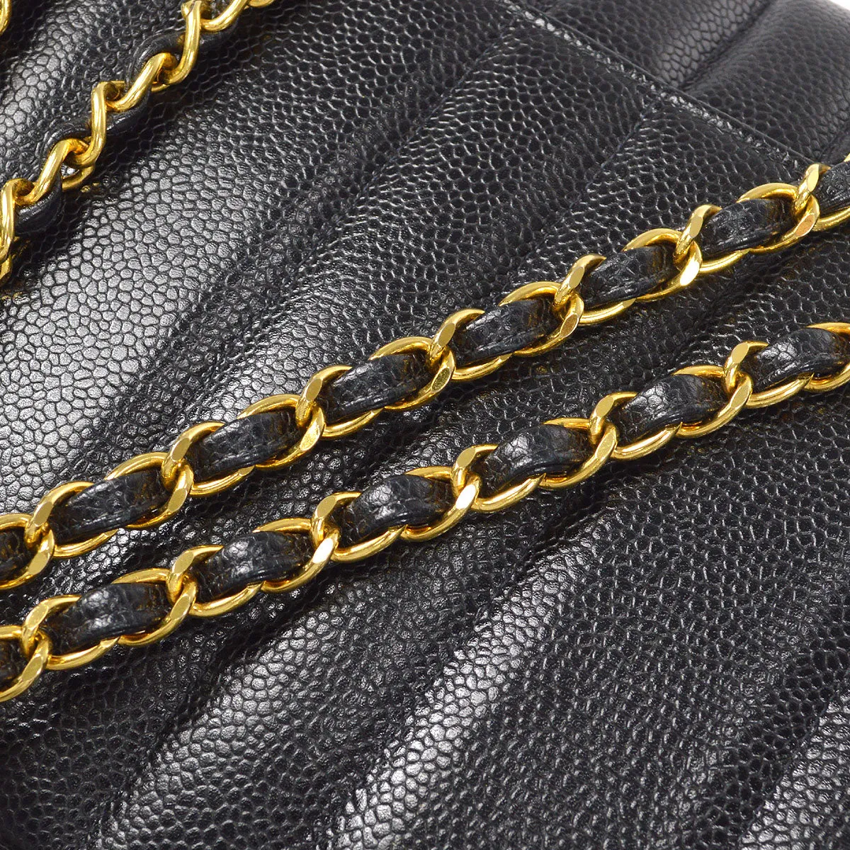 Chanel Classic Flap Mademoiselle Double Chain Shoulder Bag Caviar 58232