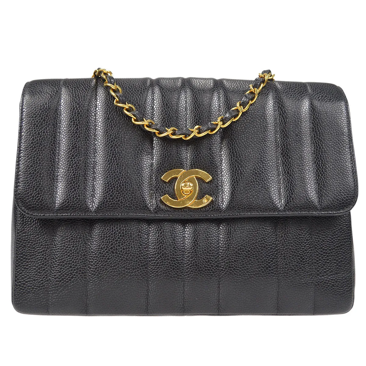 Chanel Classic Flap Mademoiselle Double Chain Shoulder Bag Caviar 58232
