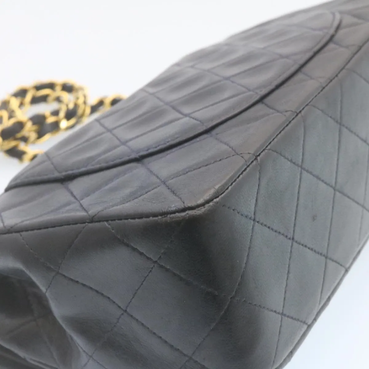 Chanel Classic Matelasse 23 Chain Flap Shoulder Bag Lamb Skin Black  29130A